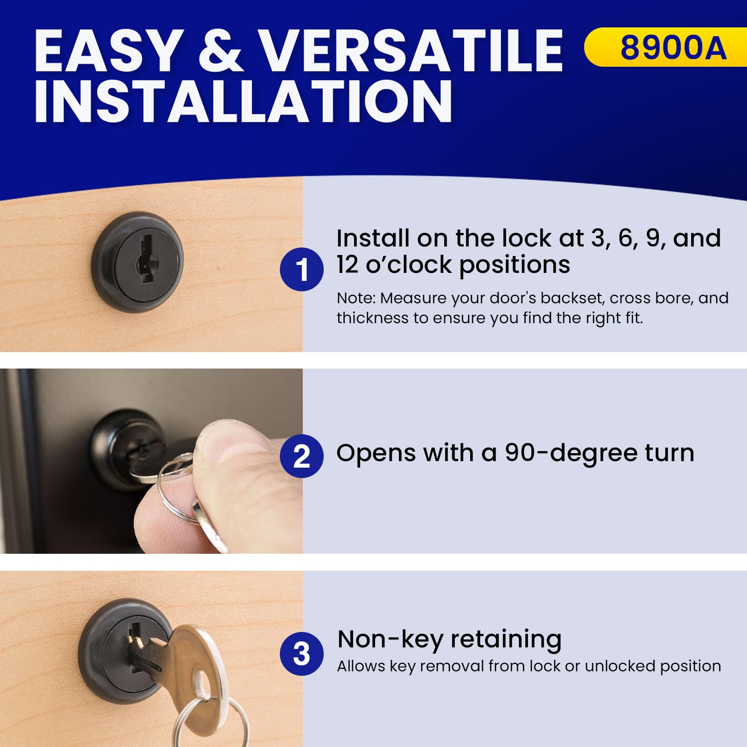 FJM Security 8900A-BLK-KD Disc Tumbler Cam Lock - Smart Home Cabinet Lock, Baby Proofing Solution & Drawer Lock for Home Improvement (1 1/8