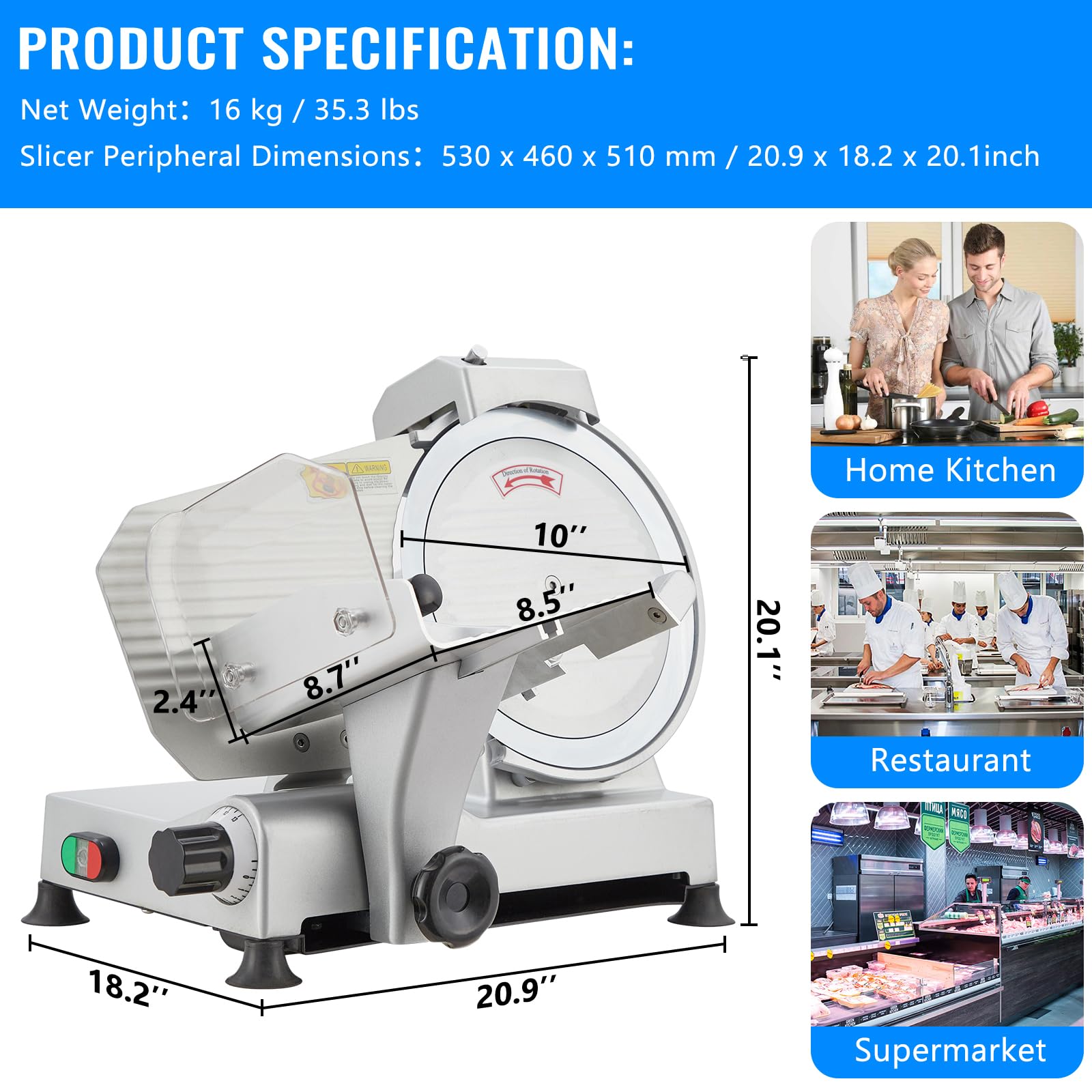 240W Electric Meat Slicer with 10