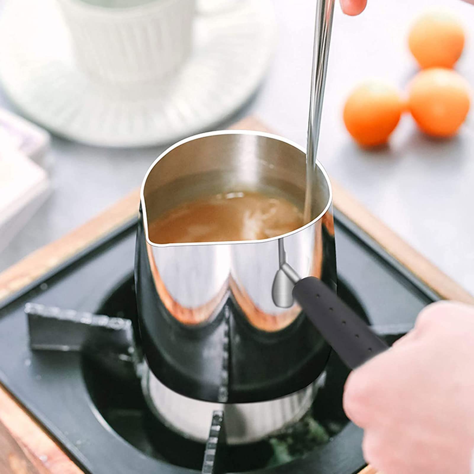 Premium Turkish Coffee Pot & Butter Warmer Set - 600ml Stainless Steel with Glossy Finish, Heat Resistant & Easy to Clean - Perfect for Home Brewing, Camping & Gift Giving
