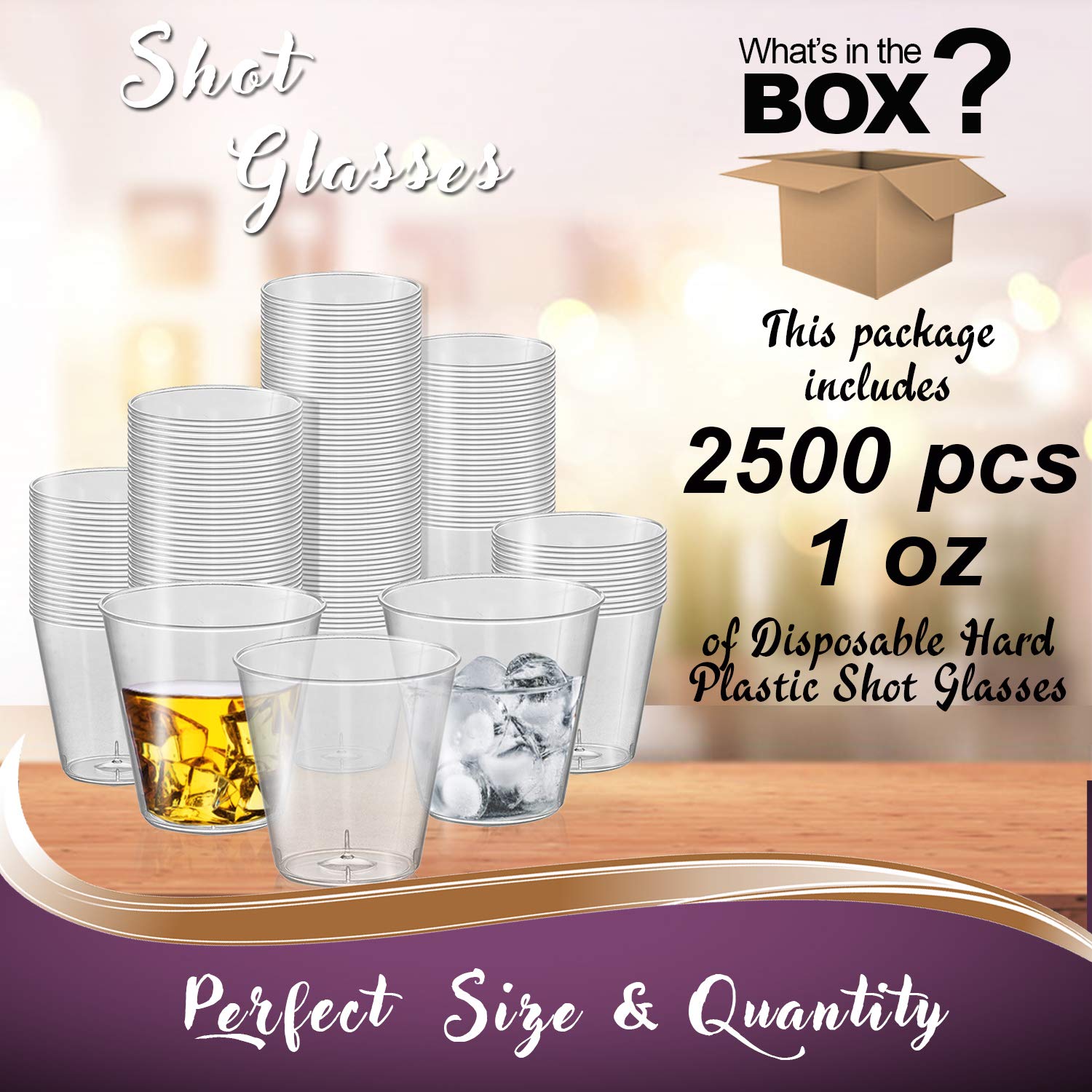 2500 Pcs Clear Disposable Plastic Shot Glasses - 1 oz Hard Plastic Tequila & Jello Shot Cups - Bulk Party Drinking Glasses for Weddings, Birthday Parties, Bars & Events | Perfect for Cocktail Hours, Bachelor Parties & Tailgating
