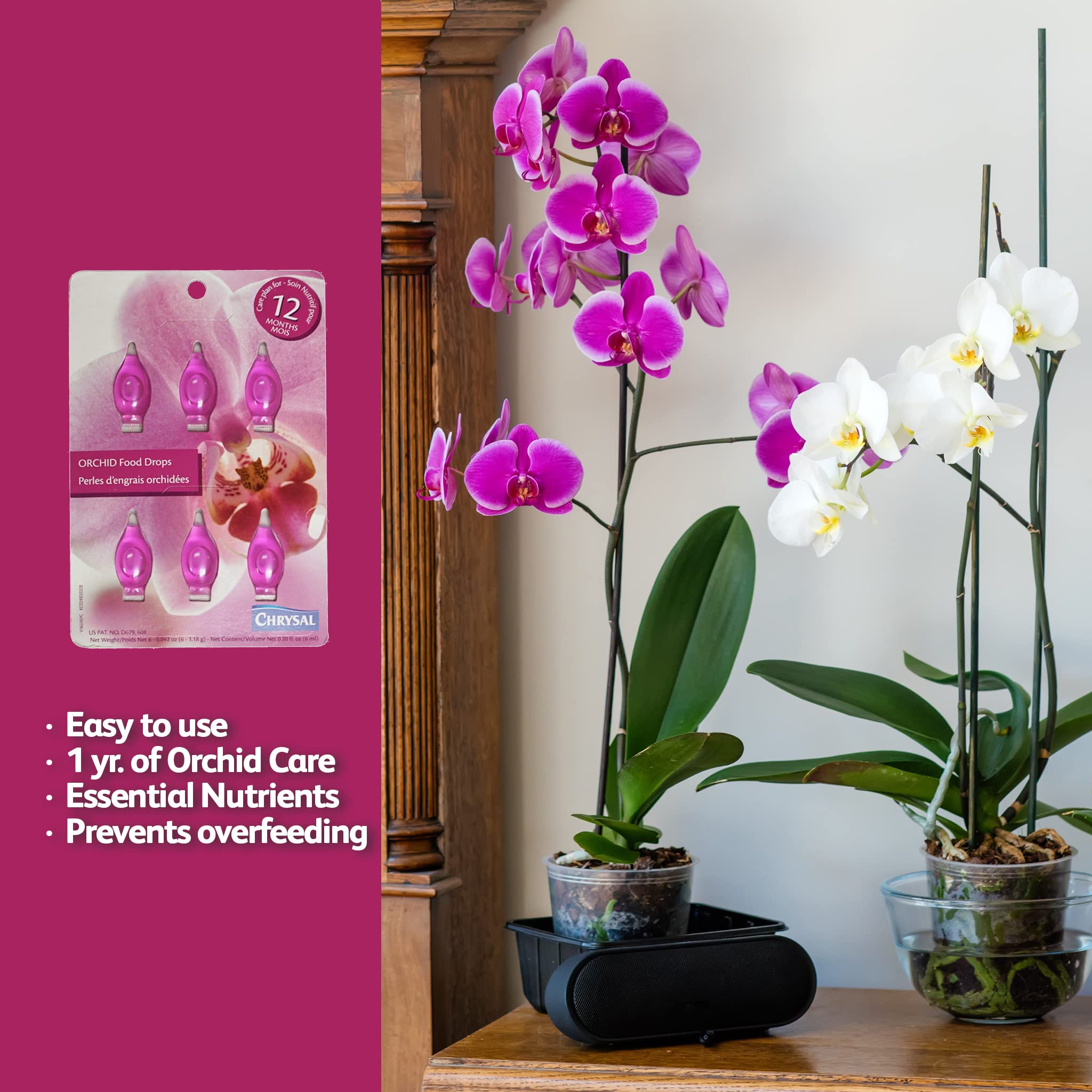 Premium Orchid Food Drops - Year Supply Concentrated Fertilizer for All Orchid Species | Indoor & Outdoor Plant Care | Perfect for Home Gardens, Office Decor & Florist Supplies