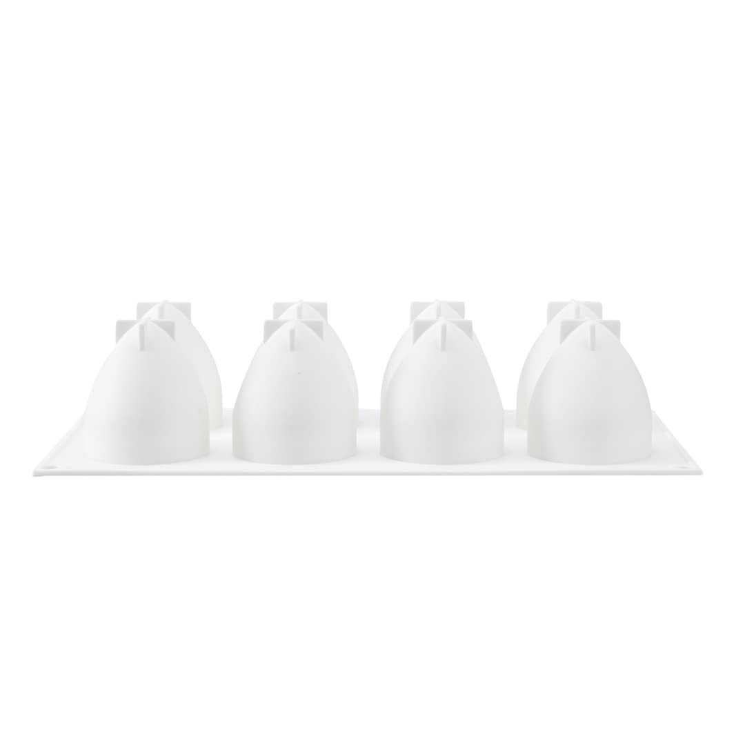 Restaurantware - 8 Cavity Strawberry Silicone Mold Set for Baking, Freezing & Candy Making | Flexible, Non-Stick, Oven-Safe Pastry Molds | Perfect for Cupcakes, Chocolates & DIY Desserts | 10-Pack White Silicone Fruit Molds with Easy Release