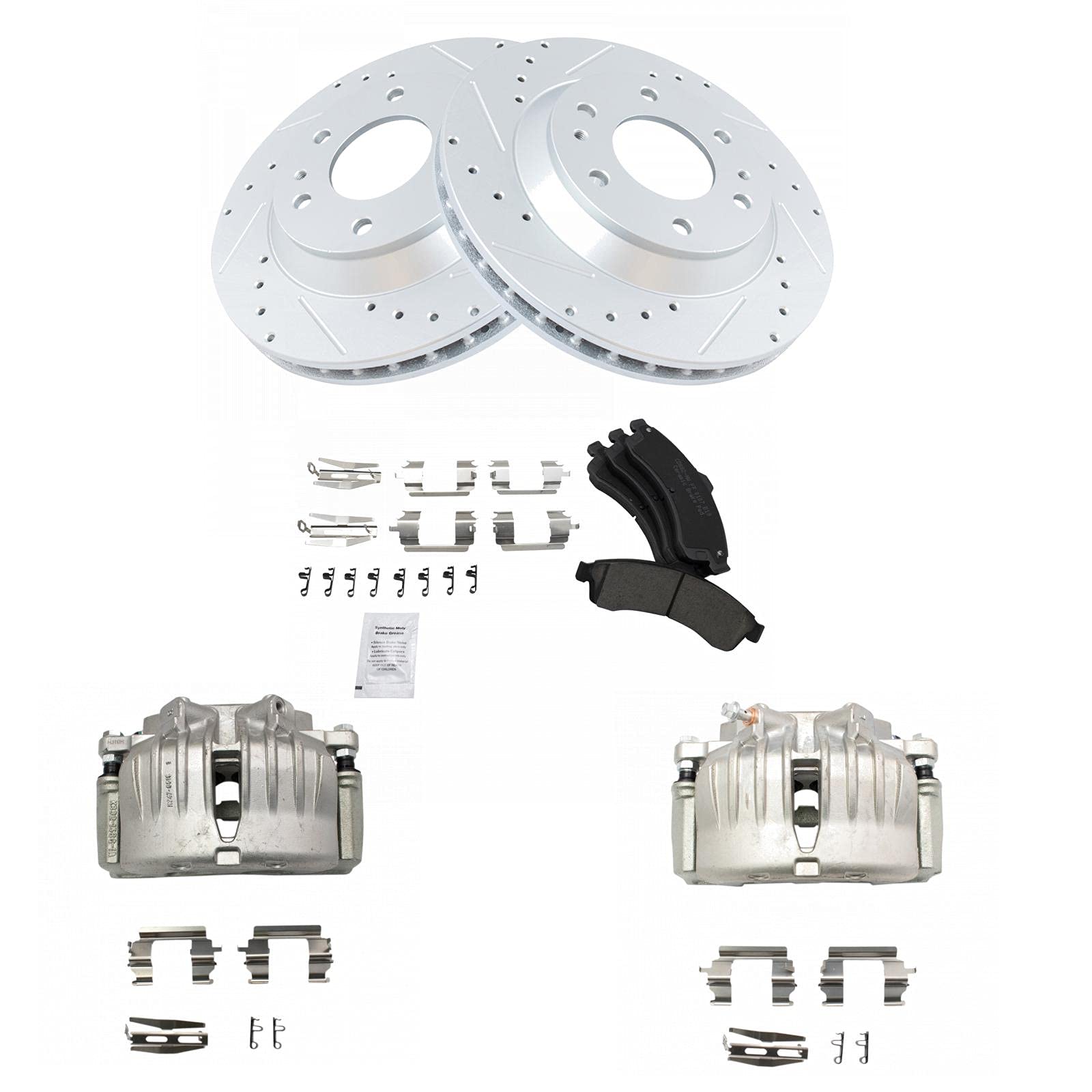 TRQ Front Ceramic Brake Pads & Performance Rotors Kit for GM SUV - High-Performance Braking System for Chevrolet Tahoe, Suburban, GMC Yukon, Cadillac Escalade | Perfect for Off-Roading, Towing & Heavy-Duty Use