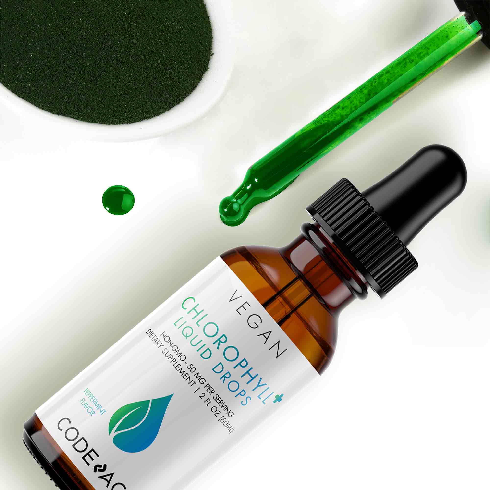 Codeage Vegan Chlorophyll Liquid Drops Supplement - Natural Detox & Energy Boost | Supports Skin Health & Immune System | Perfect for Daily Wellness Routine & Detox Programs