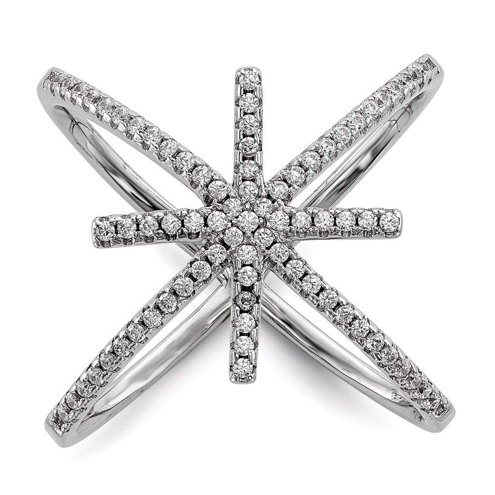 925 Sterling Silver Cubic Zirconia Star Criss Cross Ring for Women - Elegant Dainty Jewelry Gift for Her - Perfect for Anniversary, Birthday, Valentine's Day & Everyday Wear