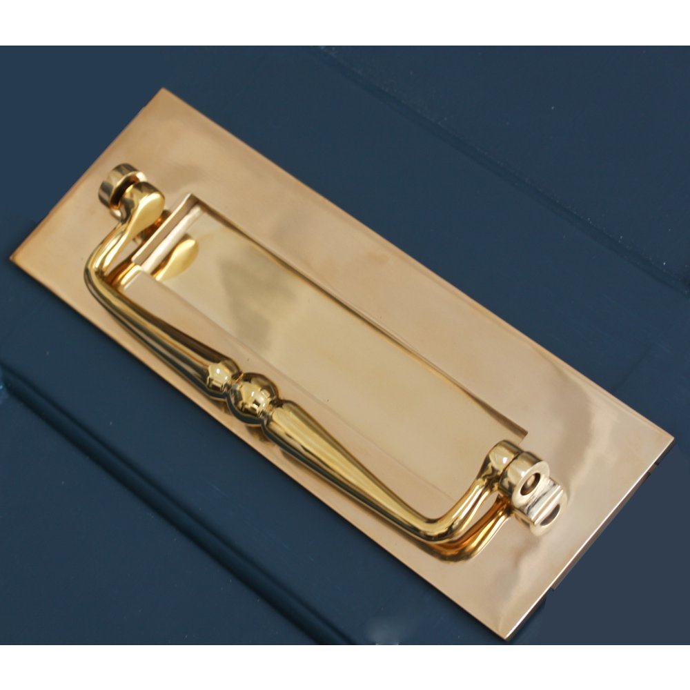 Polished Brass Traditional Letterplate With Clapper - Vintage Mail Slot for Doors - Perfect for Home, Office & Historic Buildings