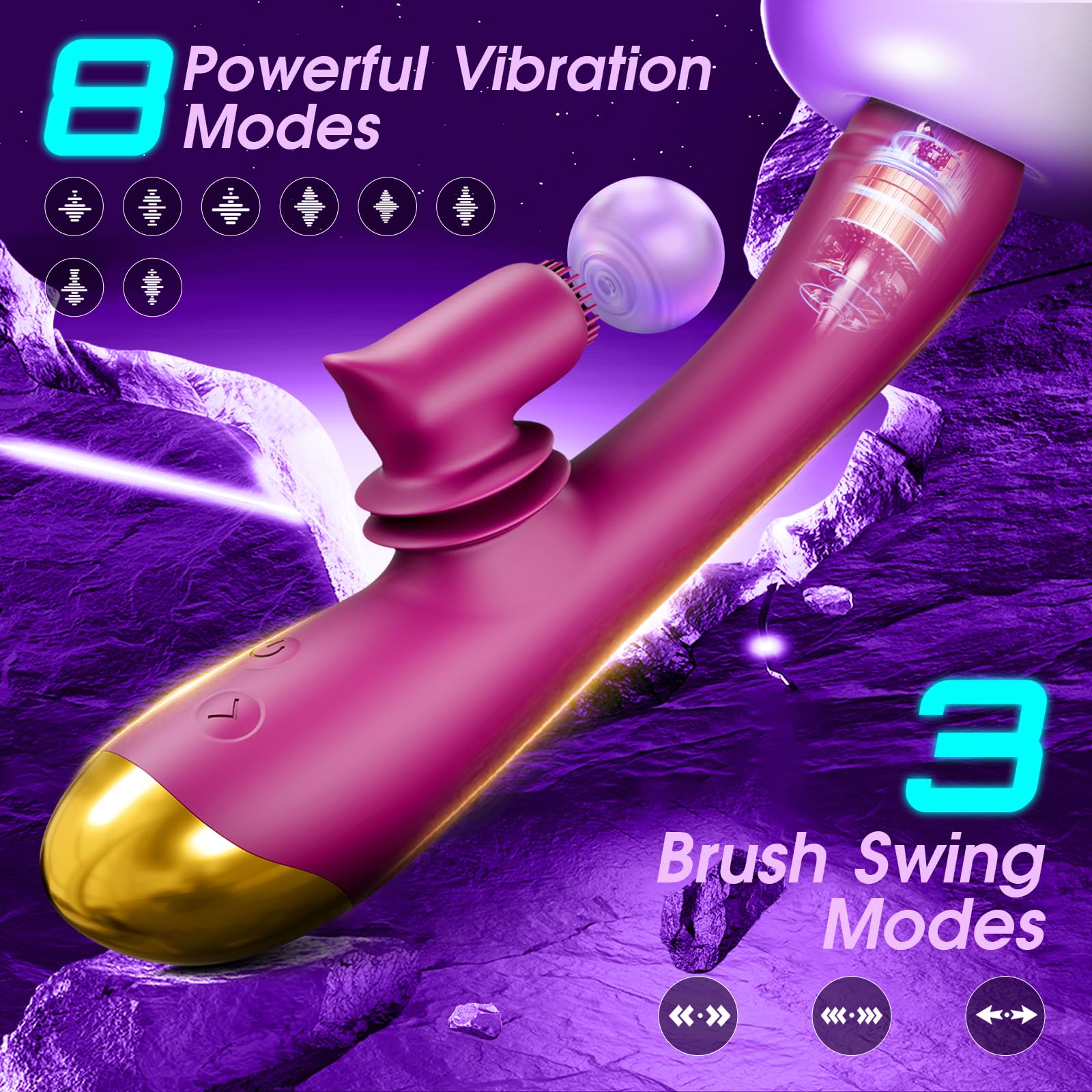 Premium G-Spot Vibrator & Dildo - 2 in 1 Dual Stimulation Adult Sex Toy for Women with 8 Vibration Patterns & 3 Thrusting Modes - Waterproof Clitoral, Nipple & Anal Stimulator - Perfect for Solo Play & Couples Intimacy