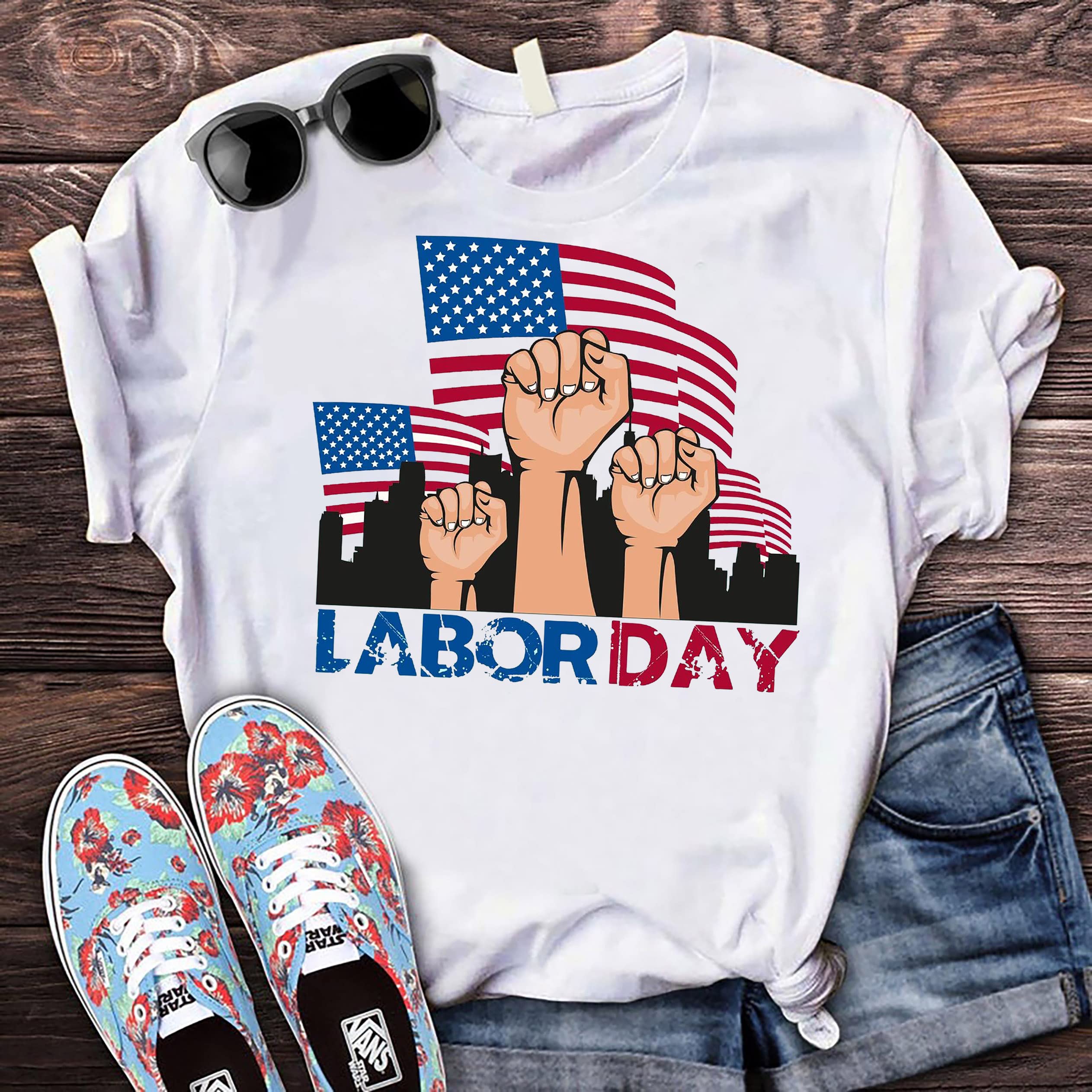 Labor Day Shirt 2023 - Patriotic American Union Strong Tee for Men & Women | Mechanic Workwear, Labor Day Celebration, BBQ & Parades