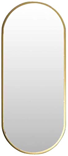 Nordic Metal Wall Hanging Makeup Mirror - 40x60cm Oval HD Bathroom Mirror with Hanging Fixtures (Gold) | Modern Creative Design for Vanity, Dressing Room & Bathroom Decor