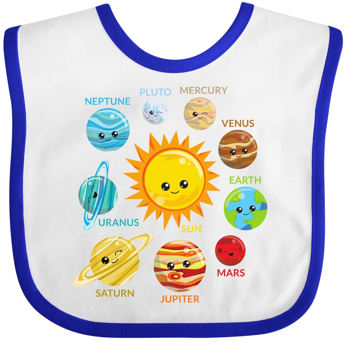 Inktastic Cute Planets Solar System Space Cosmos Galaxy Baby Bib - Soft & Absorbent for Infants, Perfect for Feeding, Playtime & Space-Themed Nursery Decor