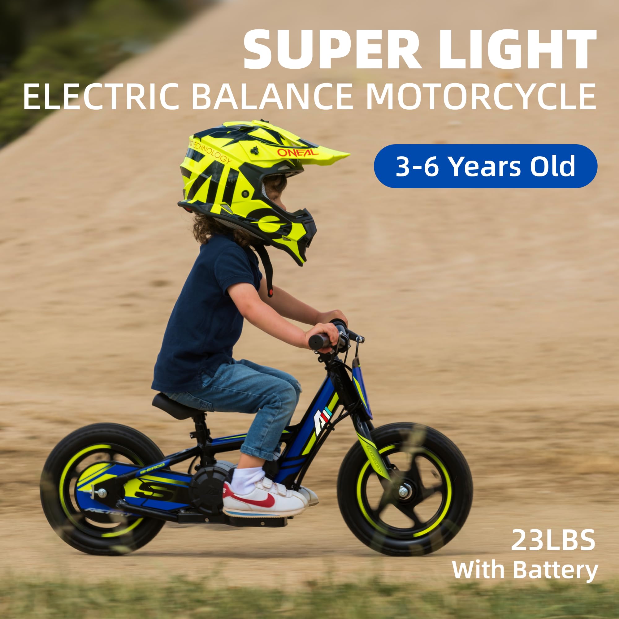 Lightweight Electric Dirt Bike for Kids Ages 3-12 | 170W/340W Motor | 10-12MPH Speed | 24V Detachable Battery | Dual Hand Brakes | Off-Road Balance Bike for Boys & Girls | Perfect for Backyard Riding, Trail Adventures & Learning Motorcycle Skills