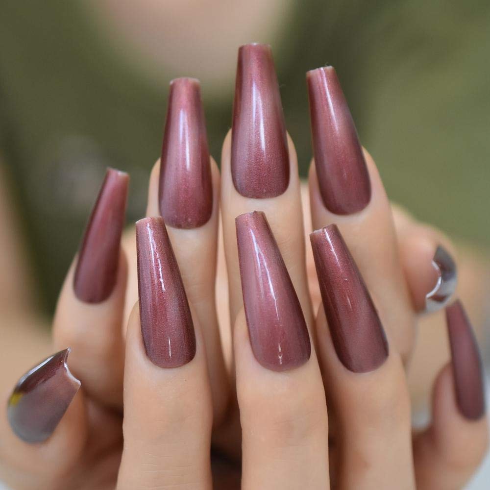 Premium Handmade Acrylic False Nails - Extra Long Coffin Shape, Thick & Reusable Salon Quality Fake Nails with Pre-Designed Art (Perfect for Parties, Weddings, and Special Occasions)