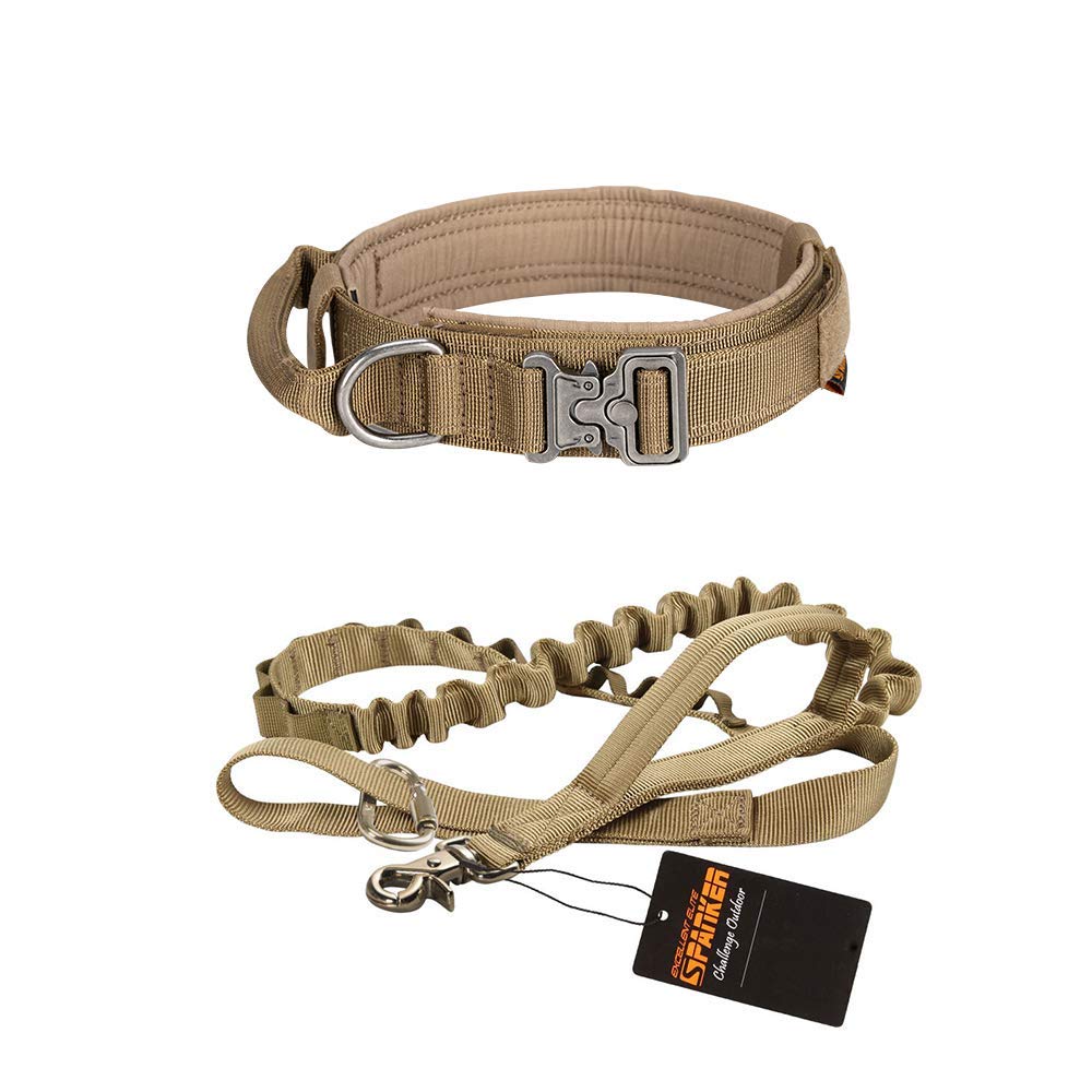 Medium Tactical Dog Collar with Metal Buckle - Adjustable Nylon Dog Leash with Quick Release & Handle for Training, Hiking & Outdoor Adventures