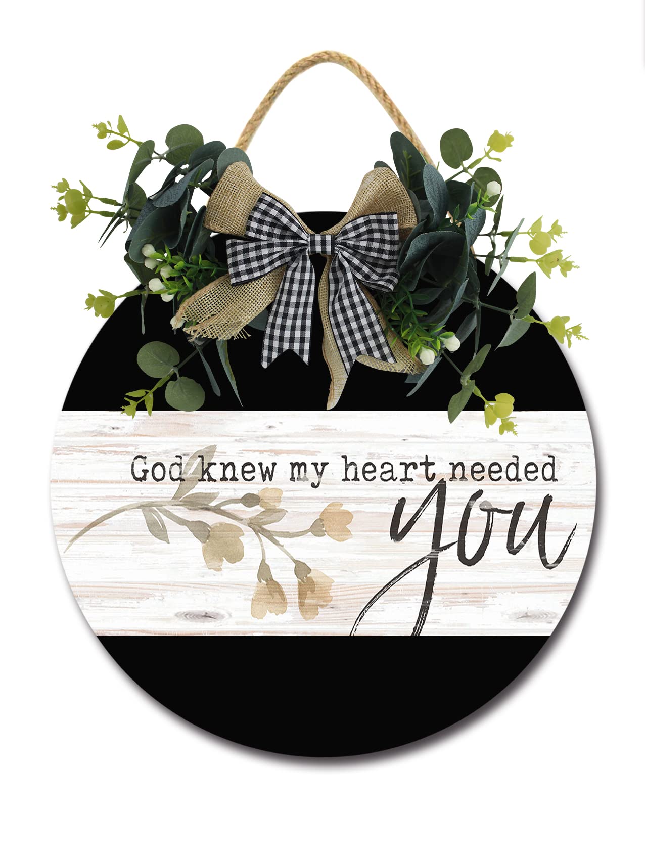 Rustic Wooden Wall Art Sign - 'God Knew My Heart Needed You' - 12x12 Inch Farmhouse Home Decor for Bedroom, Living Room & Entryway - Perfect for Weddings, Anniversaries & Gift Giving