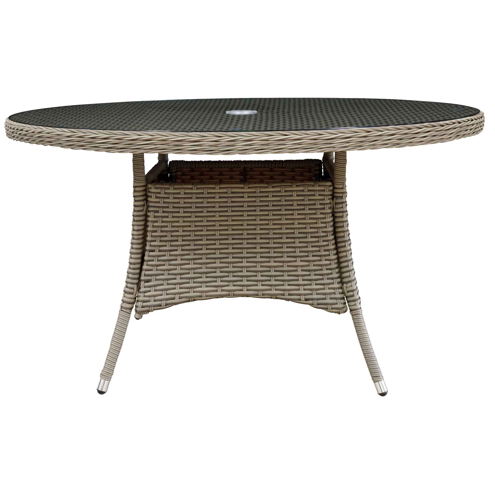 Chester Rattan Wicker Outdoor Dining Table with Tempered Glass Top - Weather-Resistant Patio Furniture for Garden, Poolside & Backyard Dining - DG67