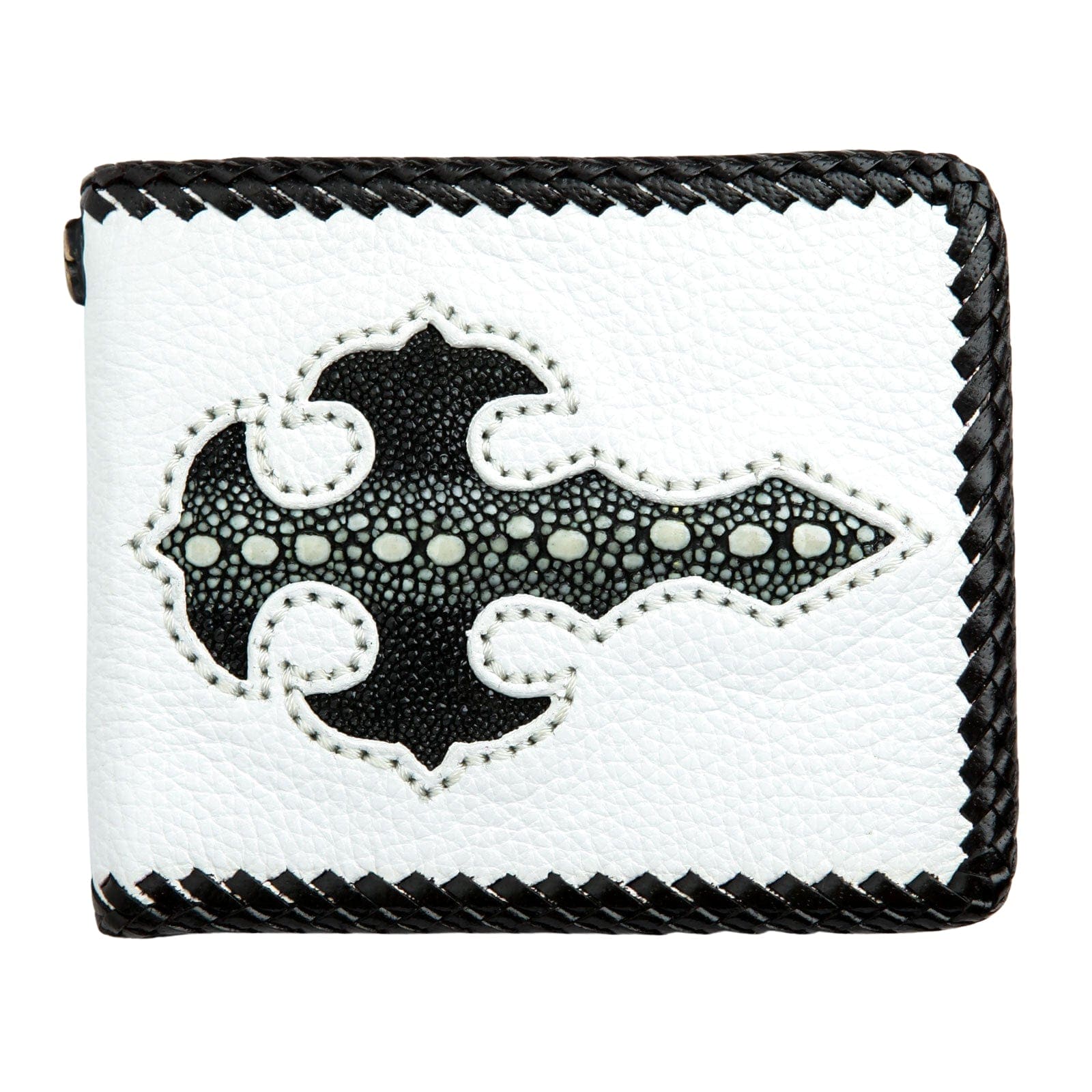 Premium Two-Tone Stingray Leather Men's Bifold Wallet - Slim RFID Blocking Biker Wallet for Motorcycle Riders & Everyday Carry (Perfect Gift for Dad, Husband, Boyfriend)