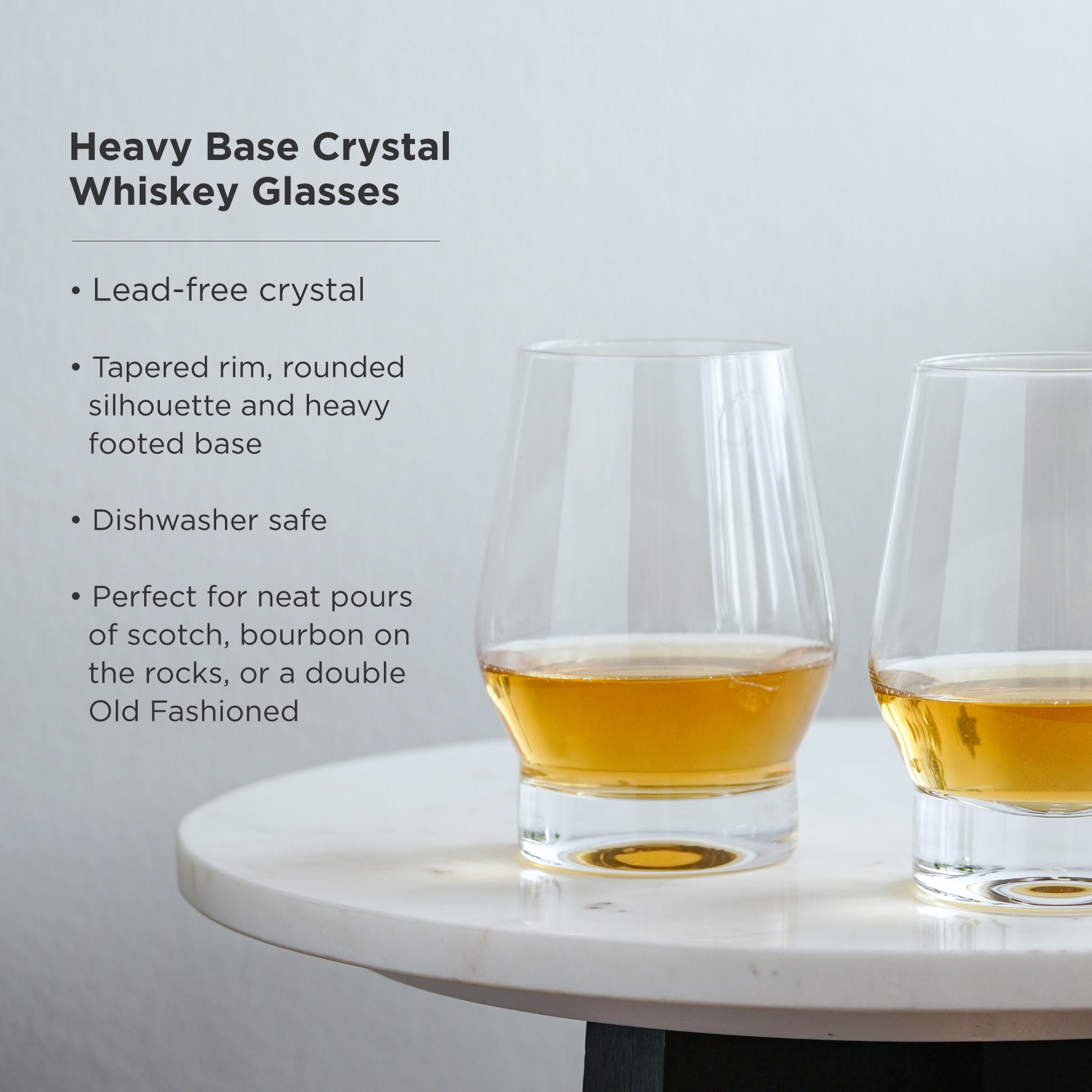 Premium Raye Heavy Base Crystal Whiskey Glasses Set of 2 - Elegant Scotch Bourbon Drinking Glasses for Home Bar, Dinner Parties & Gifts