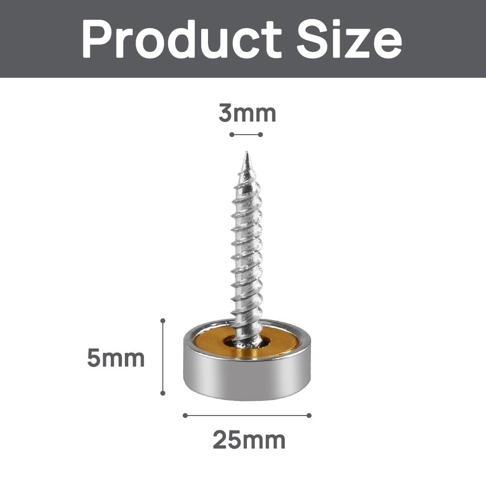 Decorative Solid Brass Mirror Screws with Silver Caps - 25mm (4 Pack) - Perfect for Framing, Hanging Mirrors, and DIY Home Decor Projects
