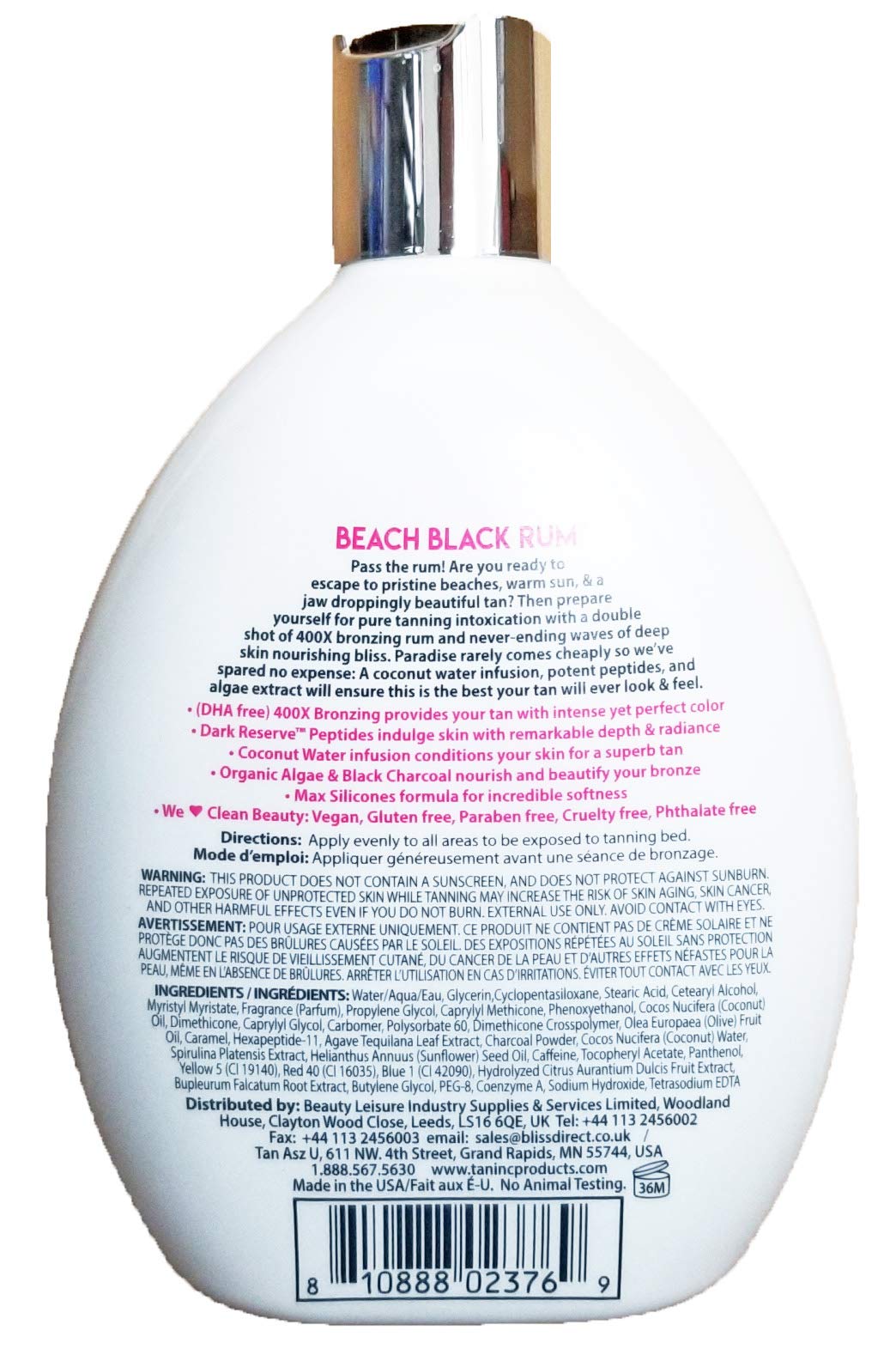 Tan Asz U Beach Black Rum 400X - 13.5 oz. Dark Tanning Accelerator Lotion for Sunbathing & Tropical Vacations