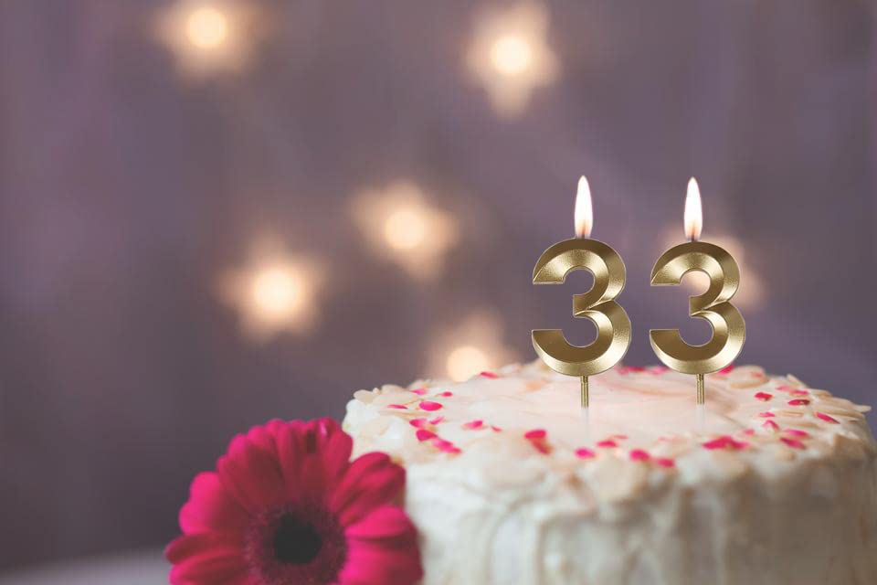 33rd Birthday Candles - Gold Number 33 Cake Topper for Birthday Party Decorations | Perfect for Anniversary, Milestone Celebrations & Festive Decor