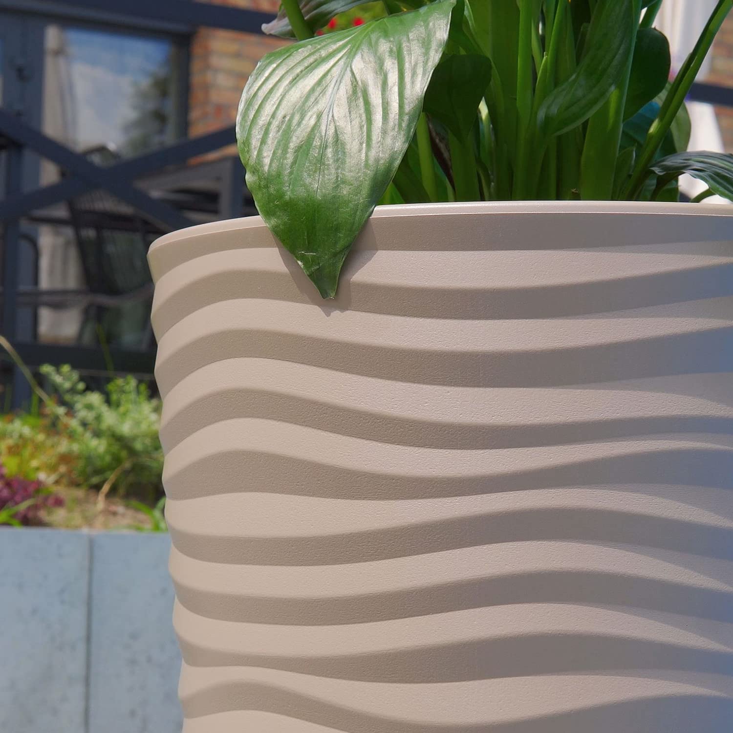 Tall Modern Round Flower Pot with Insert - Set of 2 (31 Inch, Brown) for Indoor/Outdoor Plants - Perfect for Home Decor, Garden, Patio & Office