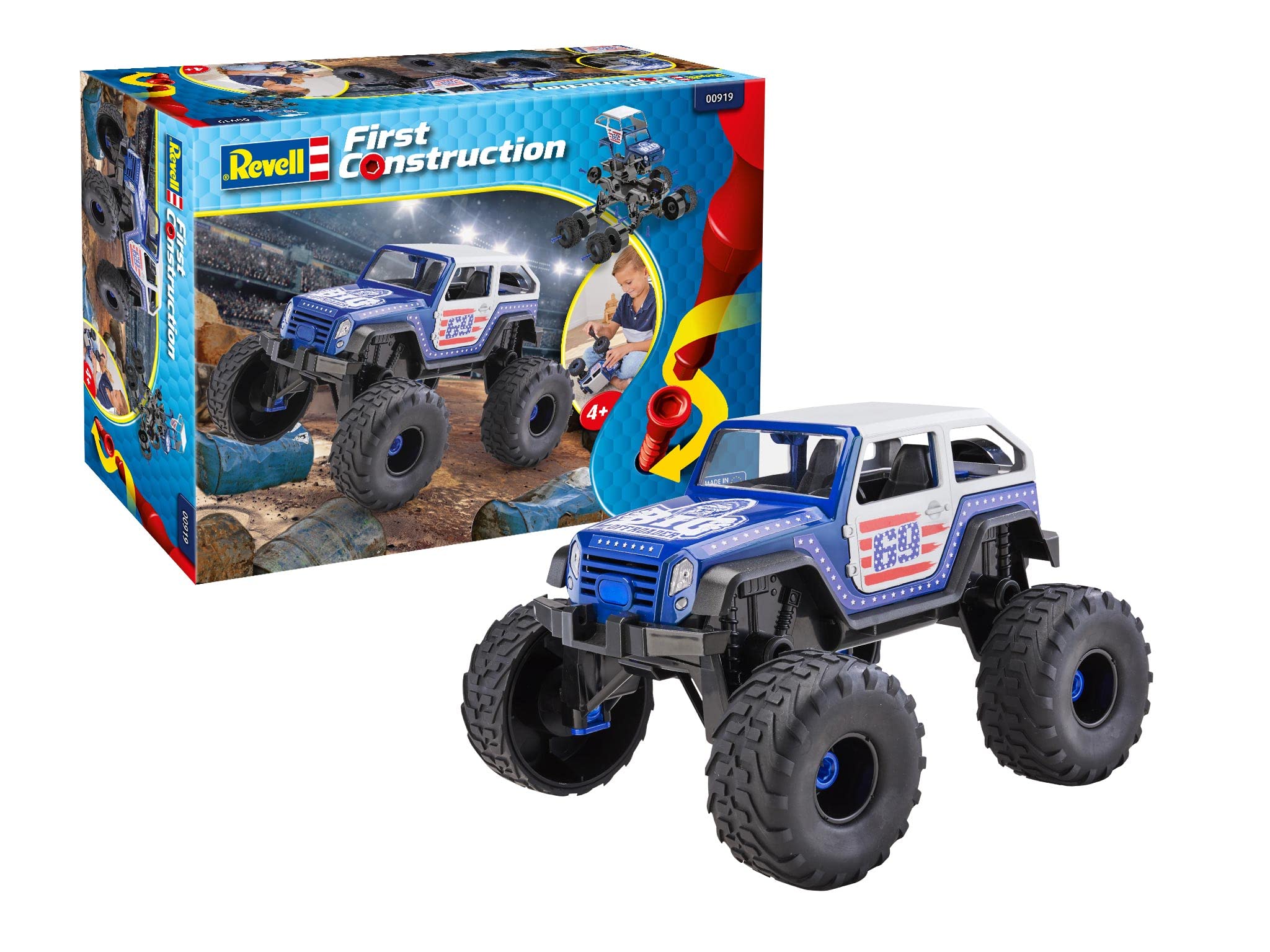 Revell 00919 First Monster Truck 1:20 Scale Model Kit - High-Quality Die-Cast RC Truck for Kids & Adults - Perfect for Collectors, Off-Road Racing & Birthday Gifts