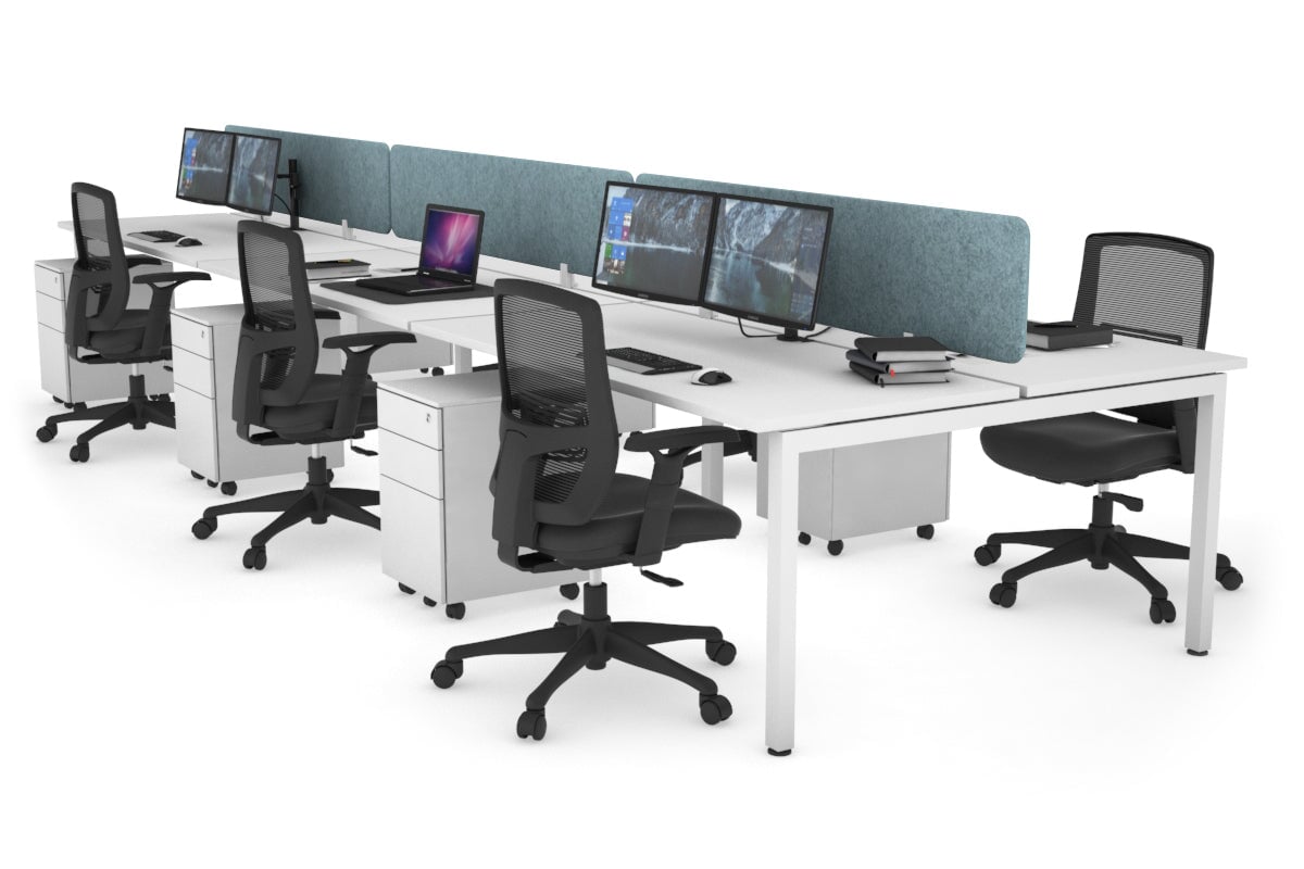 Quadro Square Legs 6-Person Office Workstation Desk [1200L x 700W] - Modern Office Furniture for Collaborative Workspaces & Team Meetings
