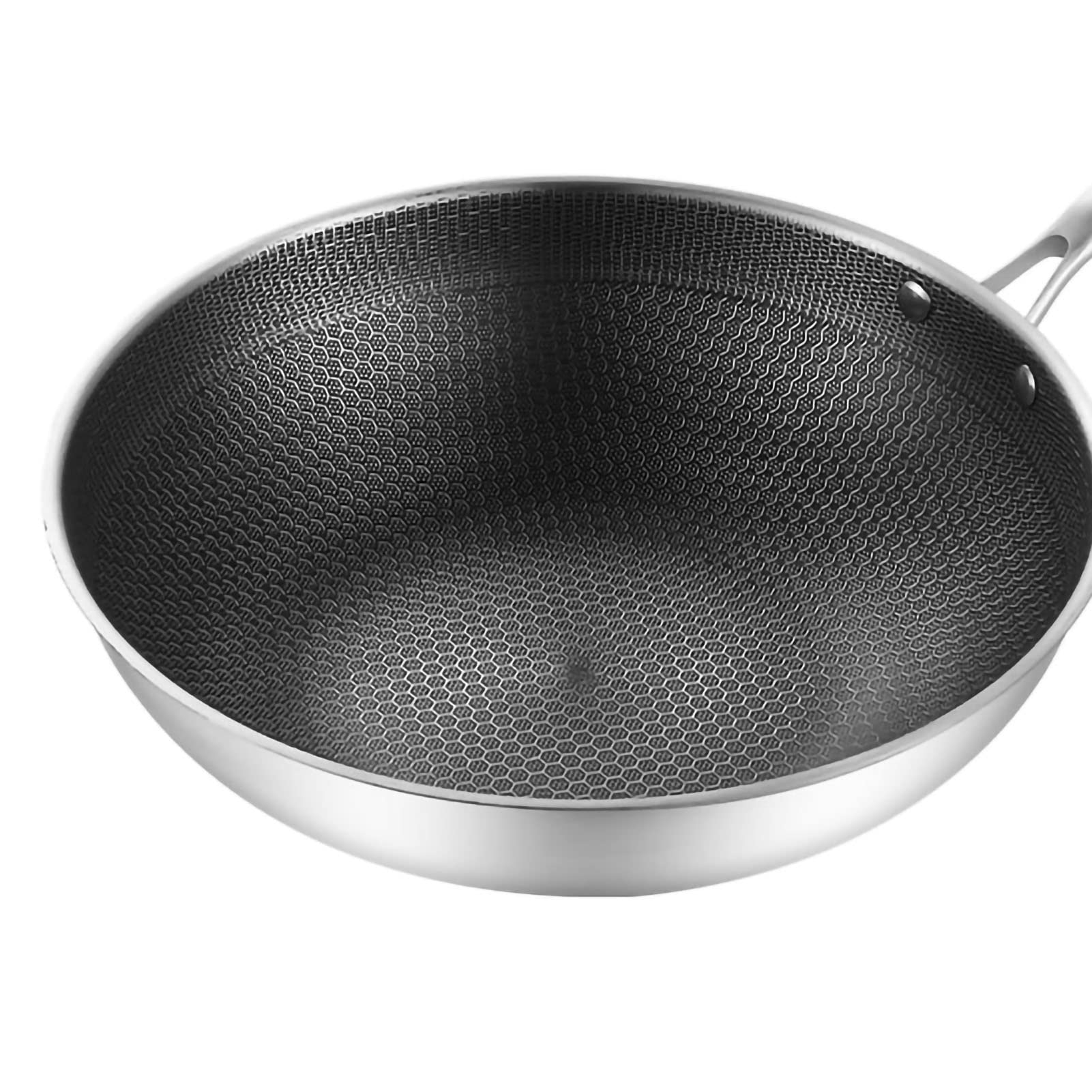 **Stainless Steel Wok Pan - 34cm Nonstick Induction Cookware, Dishwasher & Oven Safe - Works on Gas, Ceramic & Electric Stoves - Perfect for Stir-Frying, Sautéing & Asian Cooking**