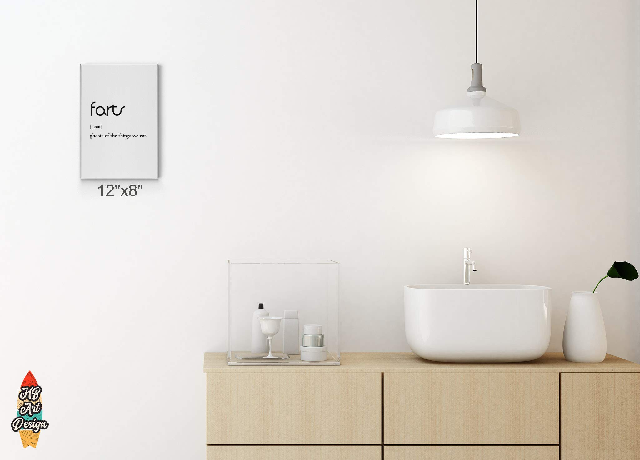 Funny Fart Definition Canvas Print - Farmhouse Bathroom Wall Art Decor with Ready to Hang 36x24 Inches | Unique Toilet Sign & Gift for Bathroom, Home, Office Humor