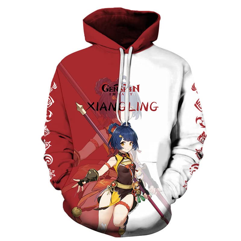 Genshin Impact Anime Cosplay Hoodie - Unisex Pullover Sweater with Kangaroo Pockets | Halloween Costume, Manga Merch, Casual Wear for Conventions & Gaming Events