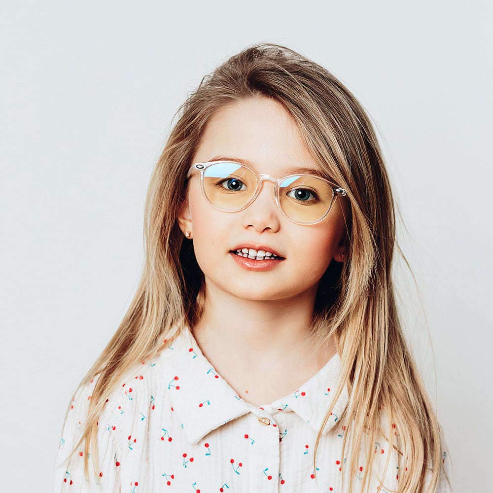 NOOZ Optics Unisex Kids Anti Blue Light Glasses - Lightweight Blue Light Blocking Glasses for Children, Non-Prescription with Compact Case - CRUZY Round Frame for Screen Time, Gaming & Online Learning
