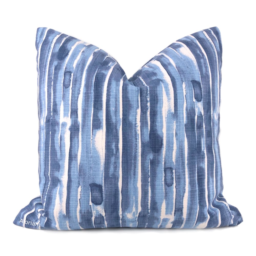 Balin White and Blue Striped Pillow Cover - Soft Brushed Cotton Decorative Throw Pillow Case for Sofa, Bed, Couch - Home Decor Accent (18x18 Inches)