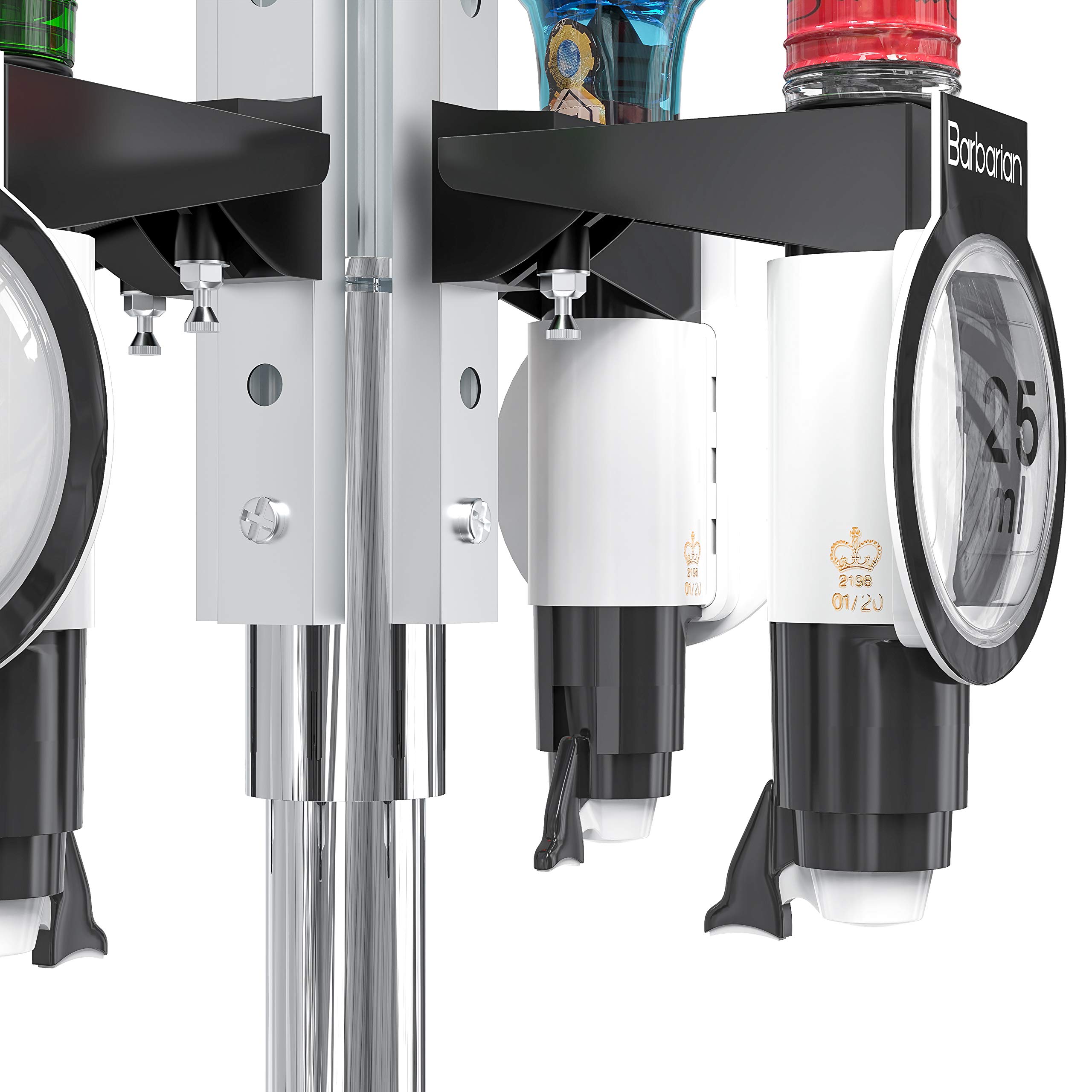Barbarian 4/6 Bottle Rotary Liquor Dispenser with Shot Measure Bracket - Premium Home Bar Accessory for Whiskey, Wine & Spirits | Perfect for Man Cave, Home Bars & Entertaining Guests