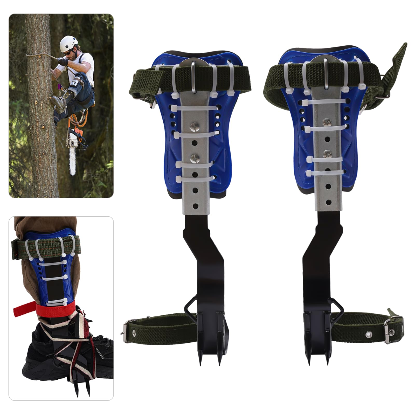 Tree Climbing Spikes Set - Adjustable Tree Climbing Gear with Steel Spikes & Comfortable Straps for Arborists, Loggers & Tree Trimming Professionals | Perfect for Tree Removal, Pruning & Maintenance Work