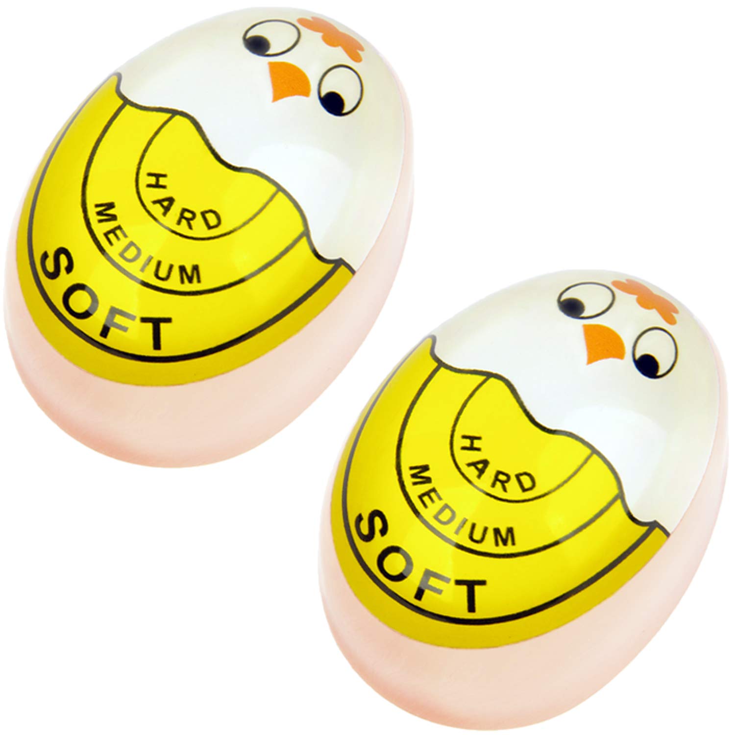 TOFOREVO Egg Timer for Perfect Hard & Soft Boiled Eggs - Color Changing Indicator (Yellow, 2 Pack) - Kitchen Gadget for Cooking, Breakfast & Meal Prep