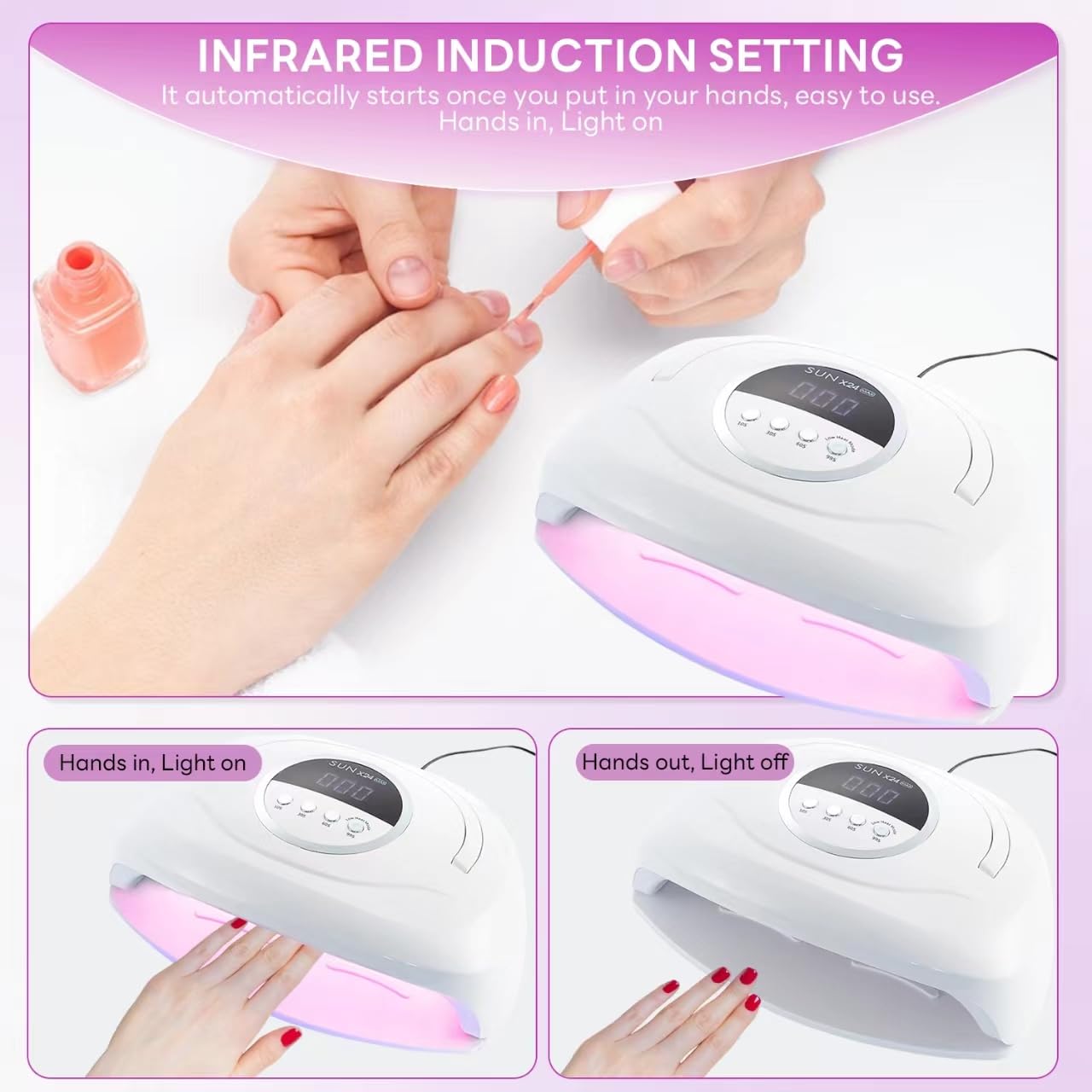 Professional 320W UV LED Nail Lamp - Fast Curing Gel Dryer with 84 LED Beads & Auto Sensor, 4 Timer Settings, Portable Handle for Salon & Home Manicure | Perfect for Gel Polish, Acrylic Nails & DIY Nail Art