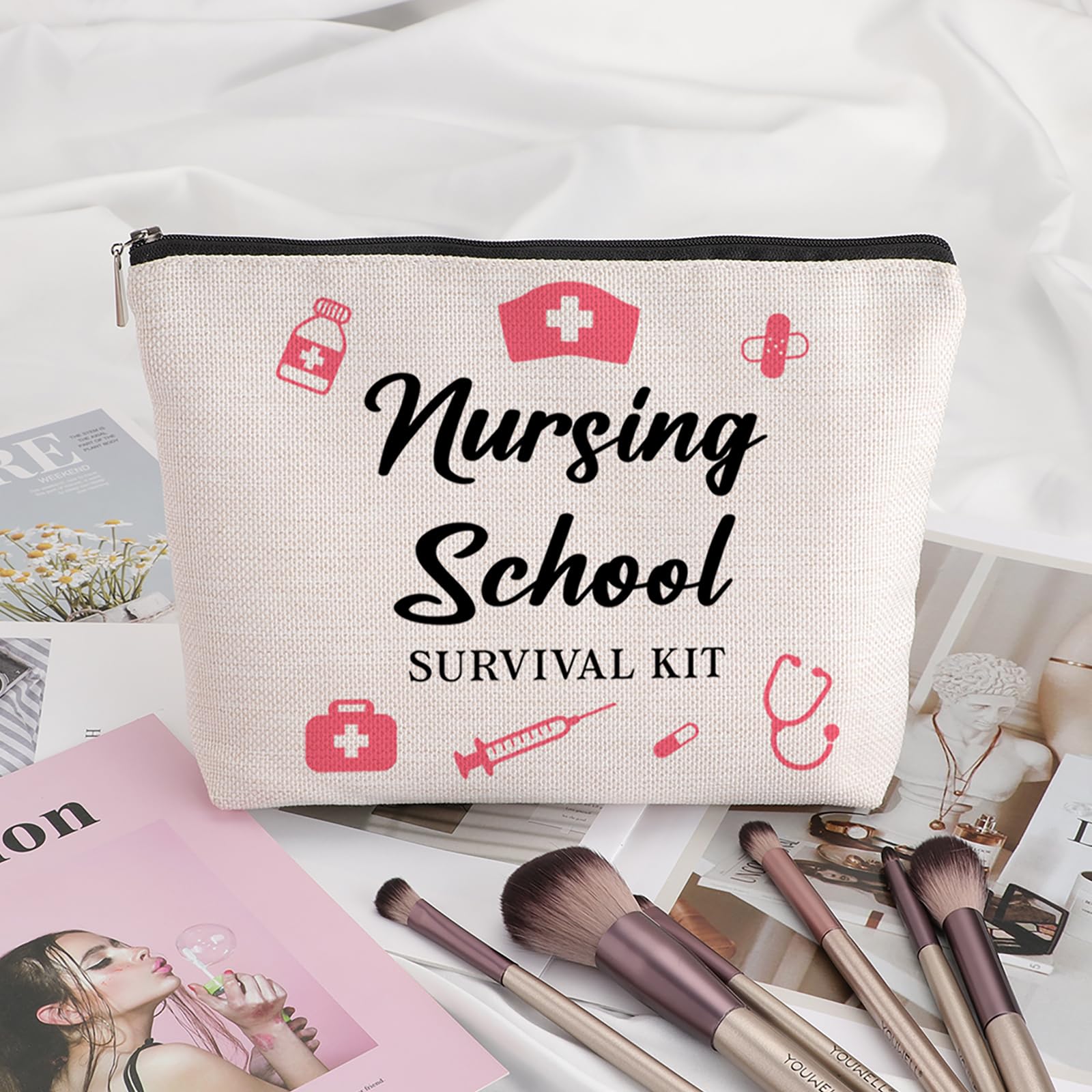 **Inspirational Nursing Gifts for Women - Funny Nurse Practitioner Graduation Gift Set, Travel Makeup Bag & Survival Kit - Perfect for Nurses Week, Assistant Graduation & Daily Hospital Use**