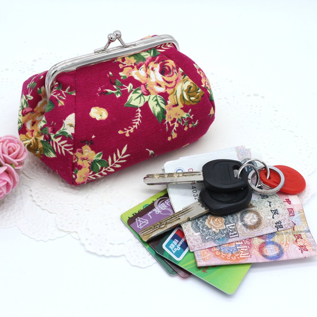 iSuperb Canvas Coin Purse Wallet - Large Capacity Clasp Closure Credit Card Holder & Key Organizer for Women | Travel Essentials, Daily Use, Gift Idea
