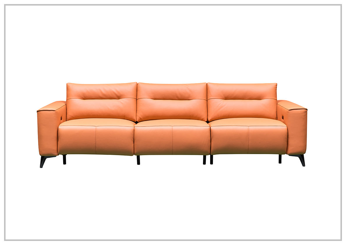Klaussner Alessandro 3-Seater Leather Power Recliner Sofa with Extended Footrest - Comfortable Electric Reclining Couch for Living Room, Home Theater & Family Relaxation