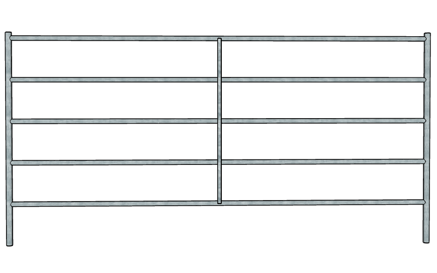 10ft x 5ft Galvanized 5-Rail Livestock Fence Panel - Heavy Duty Farm & Ranch Fencing for Horses, Cattle, Goats & Livestock Containment