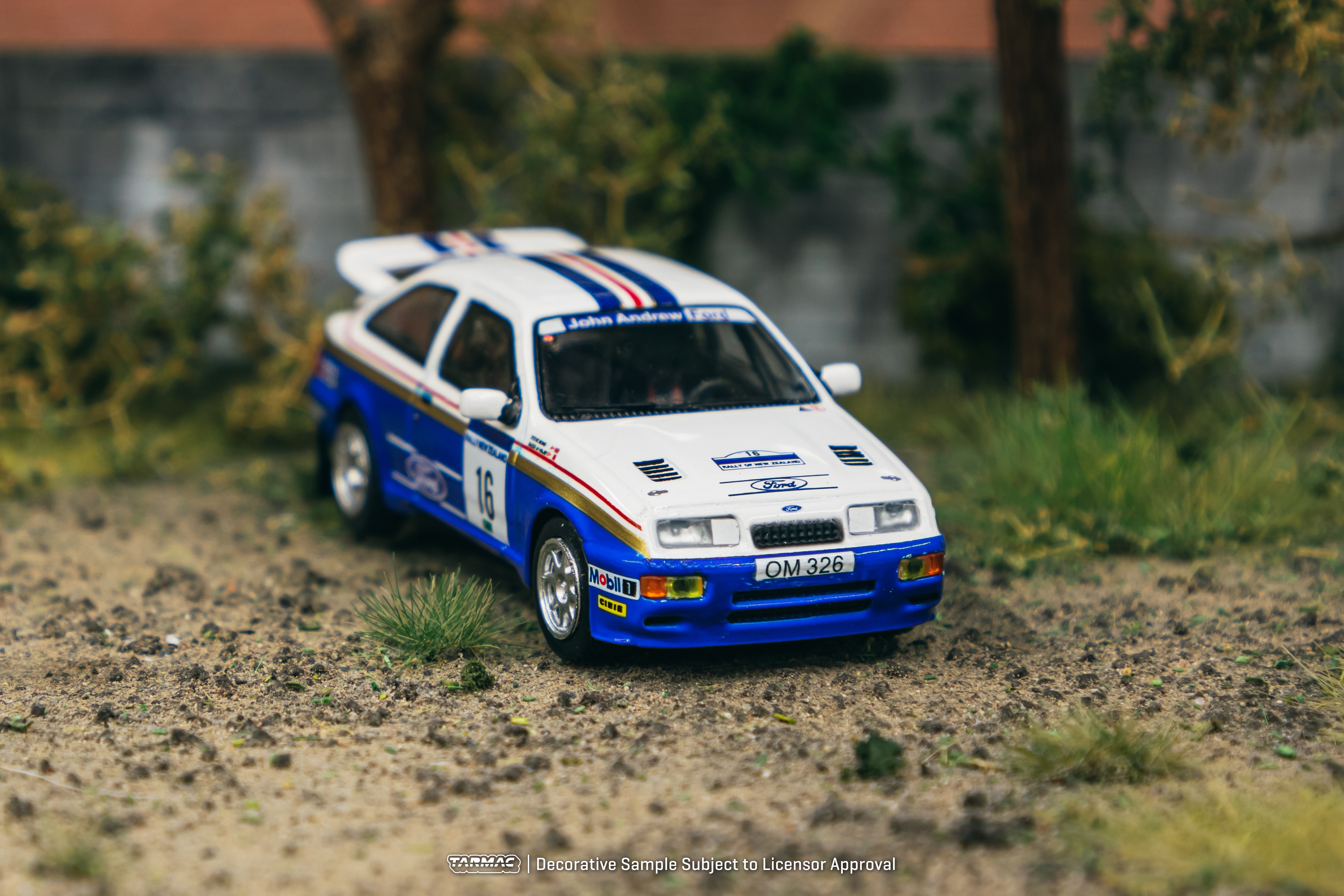 Tarmac Works 1/64 Scale Ford Sierra RS Cosworth Rally Car - 1989 New Zealand Rally #16 Diecast Model - Perfect for Collectors, Display Cases & Racing Enthusiasts