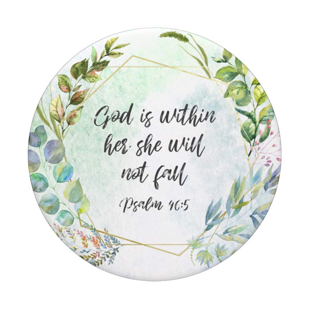 Psalm 46:5 - God Is Within Her She Will Not Fall PopSockets Phone Grip & Stand - Bible Verse Phone Accessory for Women, Christian Gifts for iPhone & Android - Perfect for Daily Inspiration & Faith-Based Protection