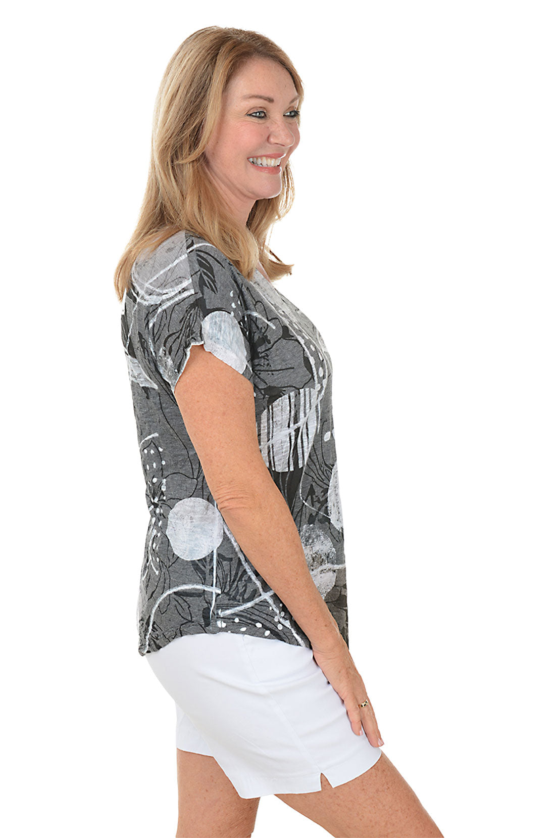 Soft & Stylish Women's Crushed Knit Short Sleeve Top - Breathable Cotton Canvas Fabric for Casual Wear, Summer Outfits & Everyday Comfort