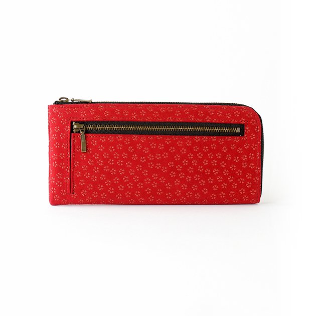 Premium Japanese Deerskin Leather Zip Long Wallet with Urushi Lacquer - Cherry Blossom Red, Handmade in Japan | Luxury Bifold Wallet for Men & Women, Perfect for Travel, Business & Everyday Use