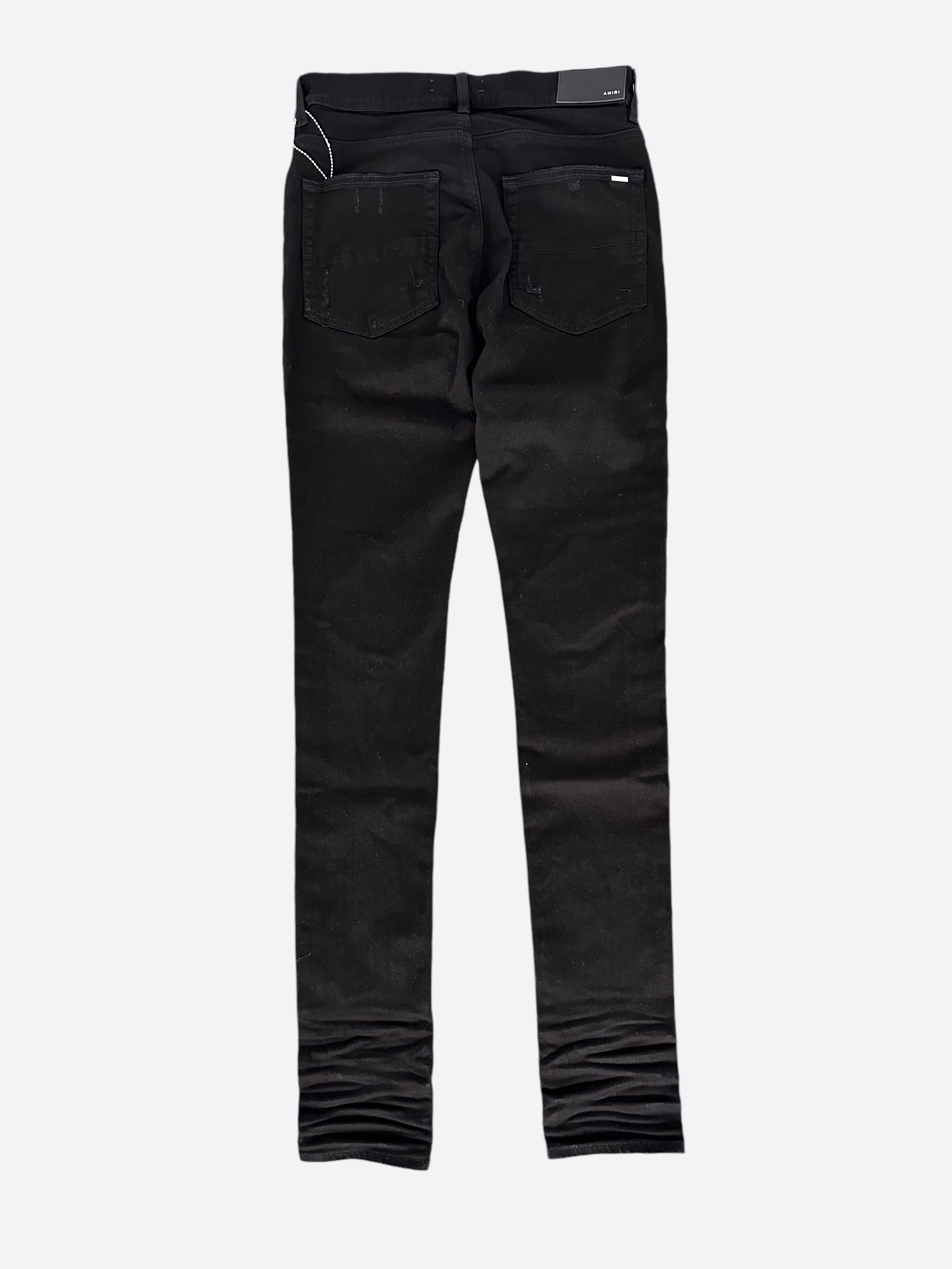 Amiri Aged Black & Blue Patch MX1 Jeans for Men - Distressed Denim Pants with Unique Patches | Perfect for Casual Wear, Street Style & Night Out
