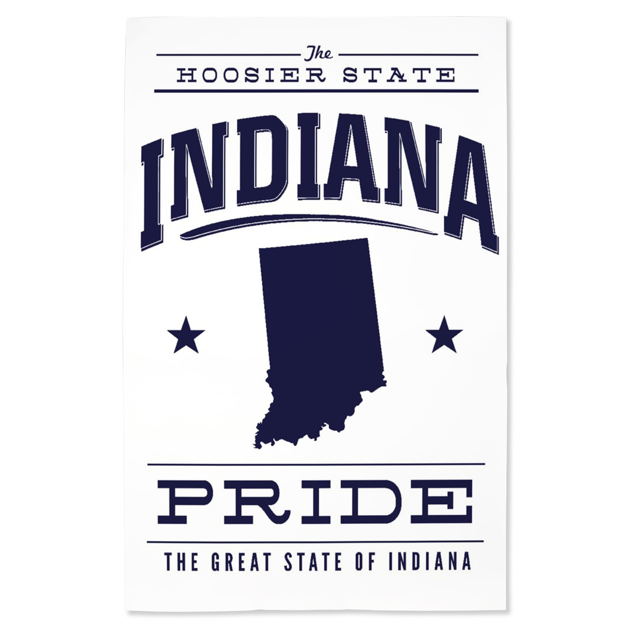 Lantern Press 16x24 Inch Giclee Print - Indiana State Pride Blue on White Wall Art - Perfect for Home Decor, Office & Gift Giving
