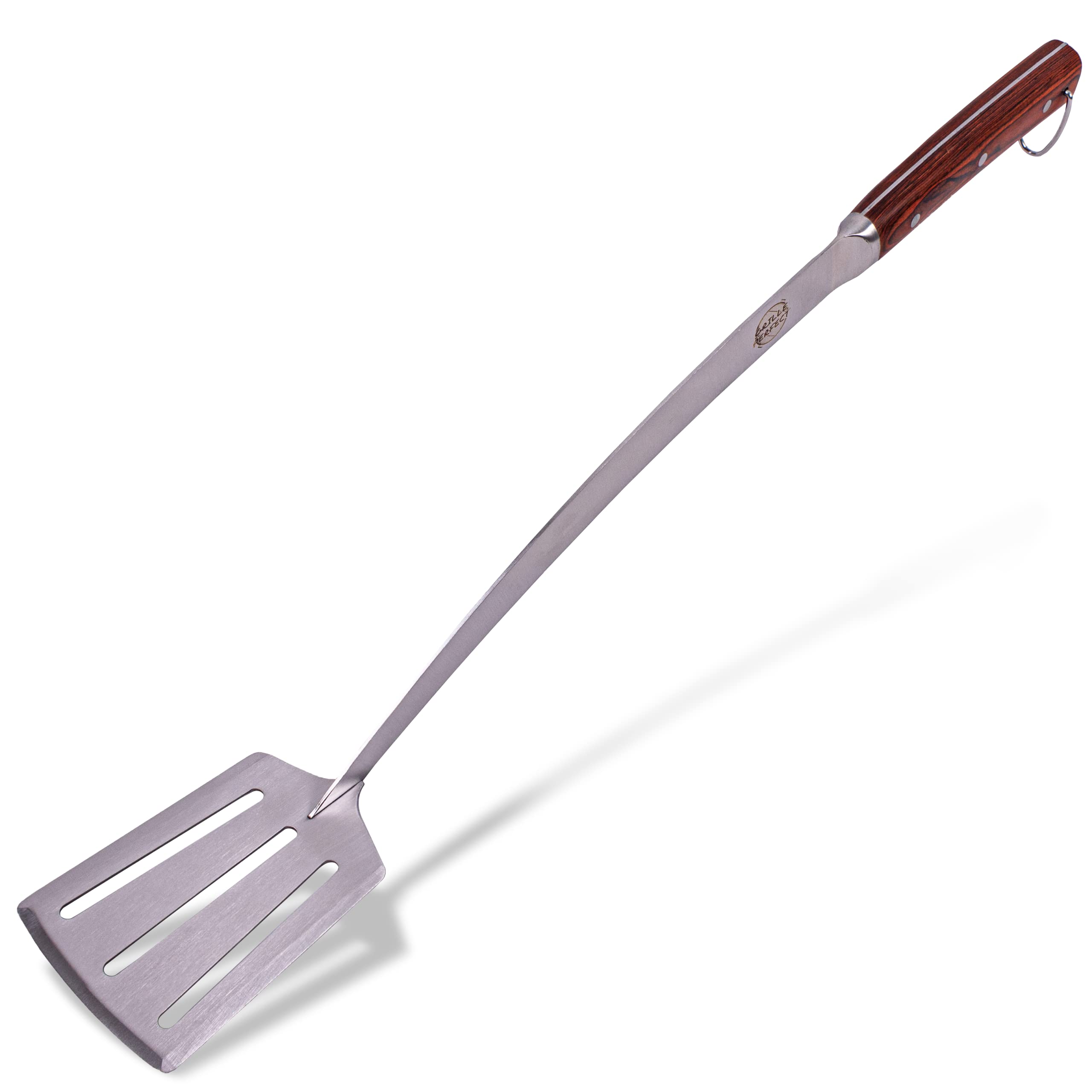 24-Inch Super Long Grill Spatula - Extra Strong Curved Neck with Premium Hardwood Handle & Large Stainless Steel Blade - Perfect for BBQ, Grilling, Fire Pit, Outdoor Kitchen & Backyard Cooking - Ideal for Burgers, Steaks, Pancakes & Grilled Vegetables