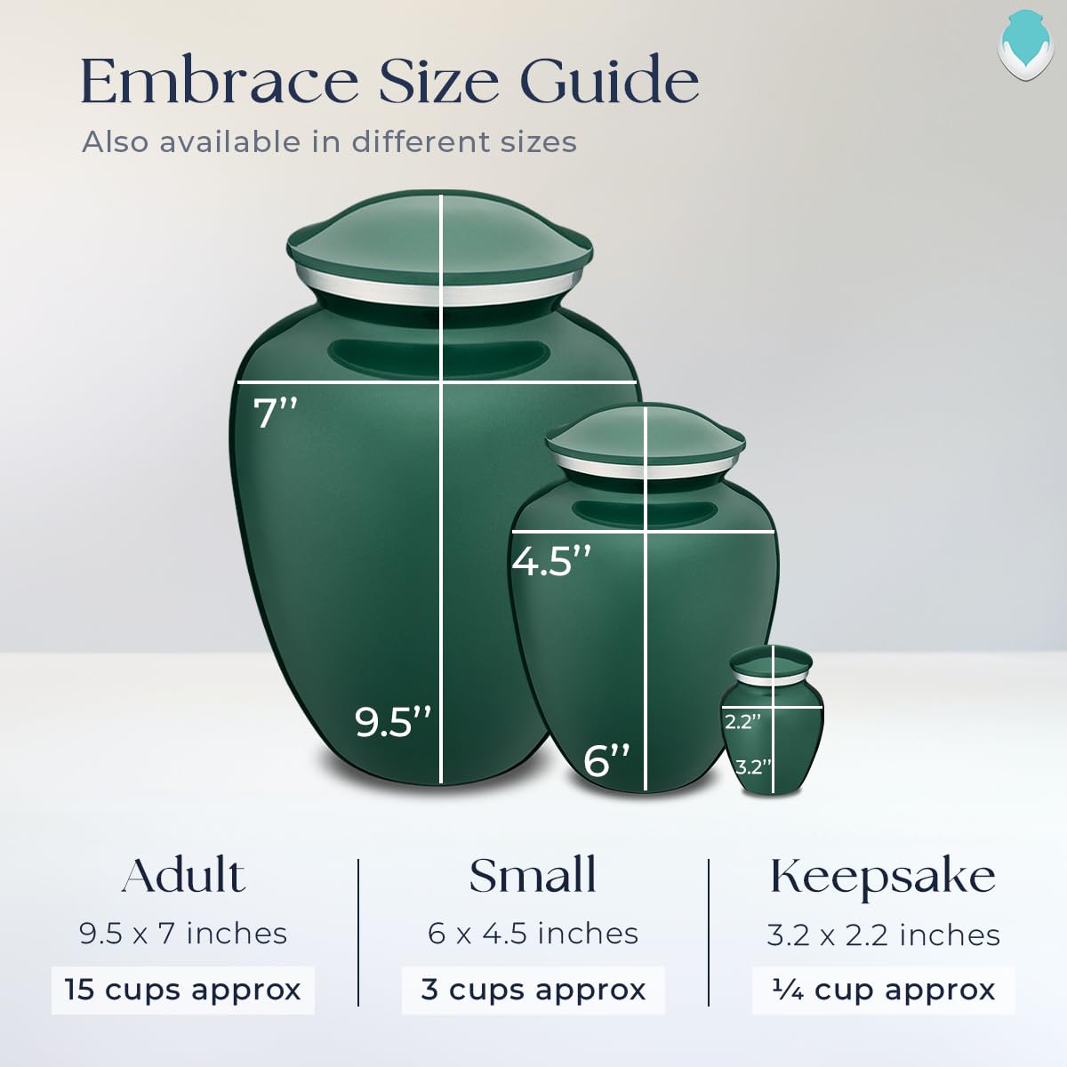 Personalized Cremation Urns for Human Ashes - Small Green Funeral Urn for Women & Men - Holds 44 lbs - Perfect for Memorial Services, Home Display & Eco-Friendly Burials