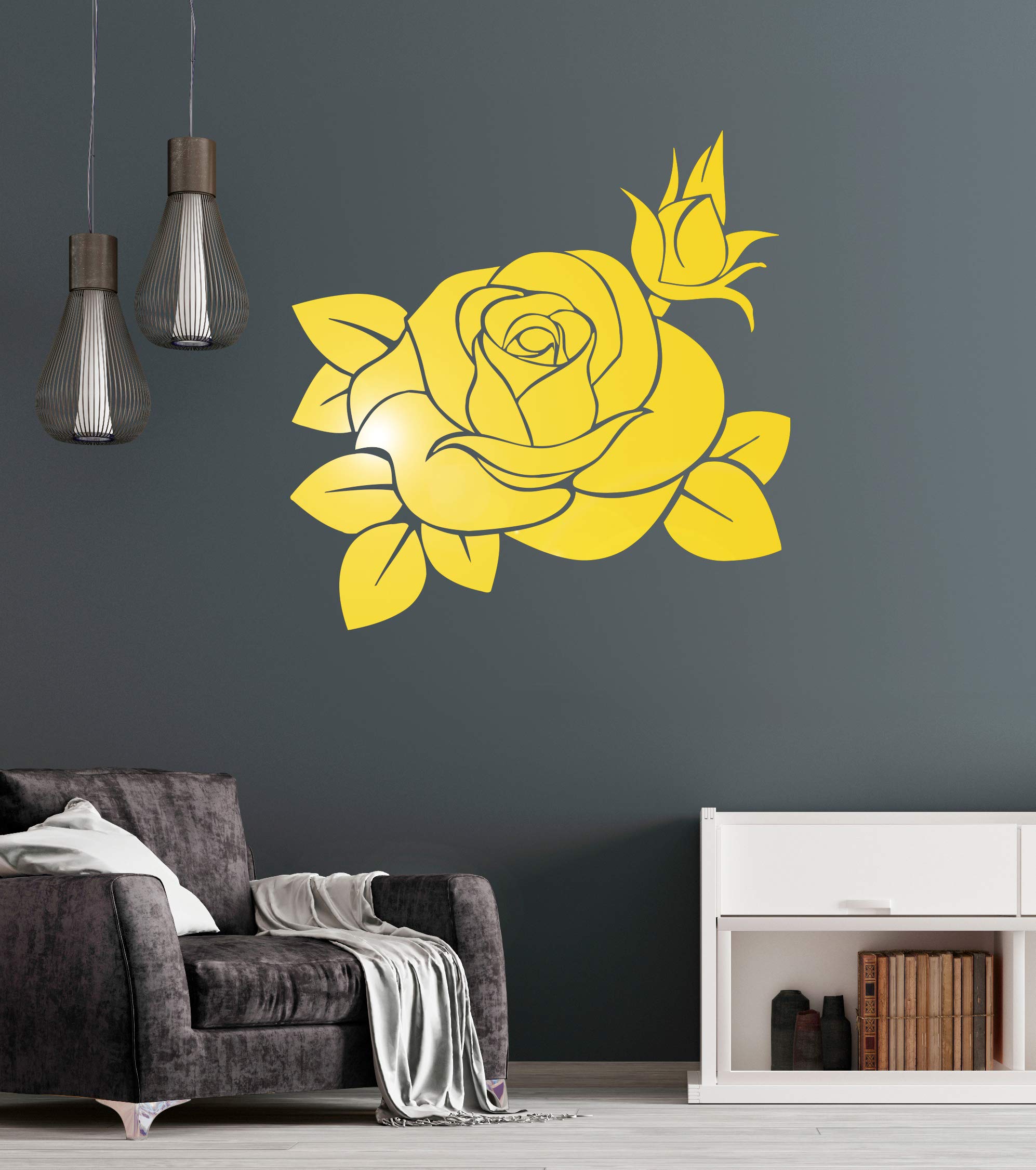 Black Rose Flower Vinyl Wall Decal Stickers - Elegant Bedroom Decor for Home & Living Room | Perfect for DIY Wall Art, Nursery, and Office Decoration