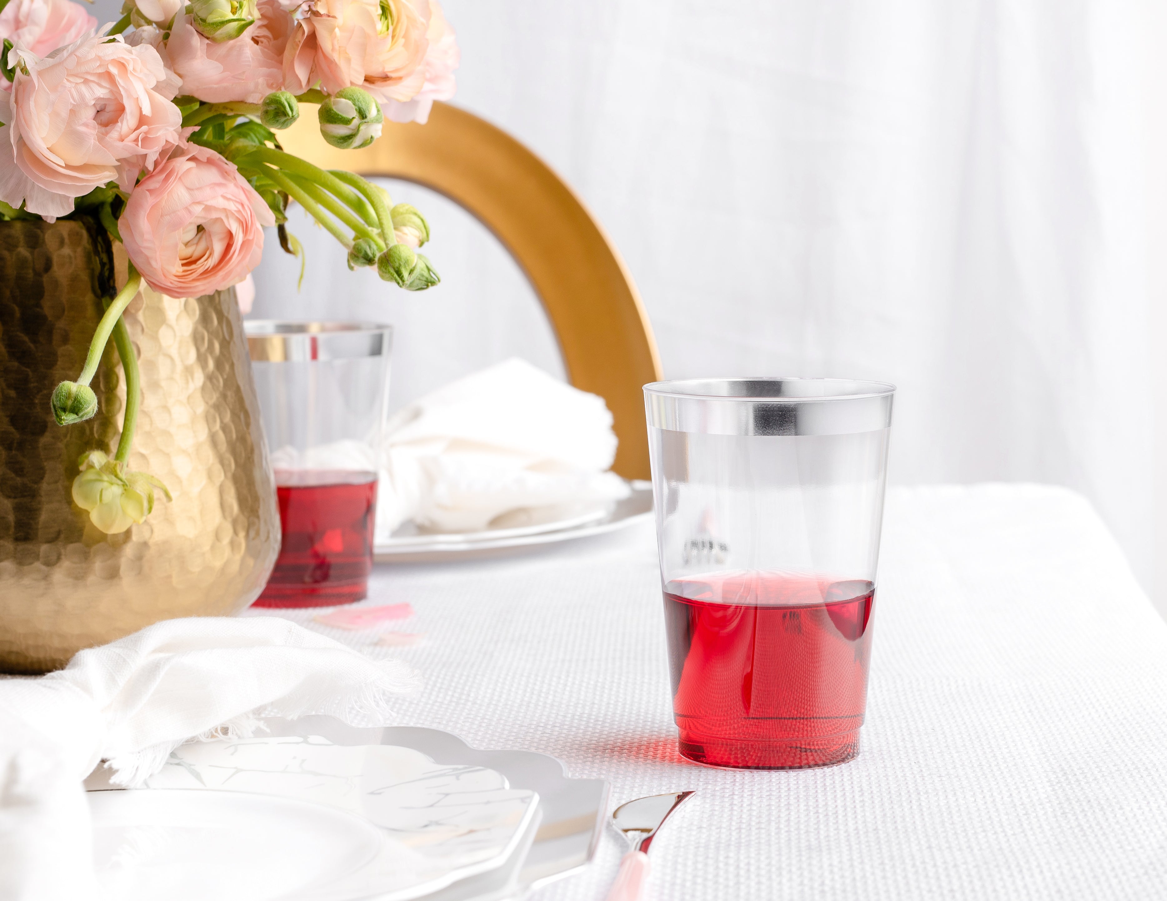 12 Oz Clear Plastic Tumblers with Silver Rim - BPA-Free Reusable Drinking Cups for Parties, Picnics, and Outdoor Events